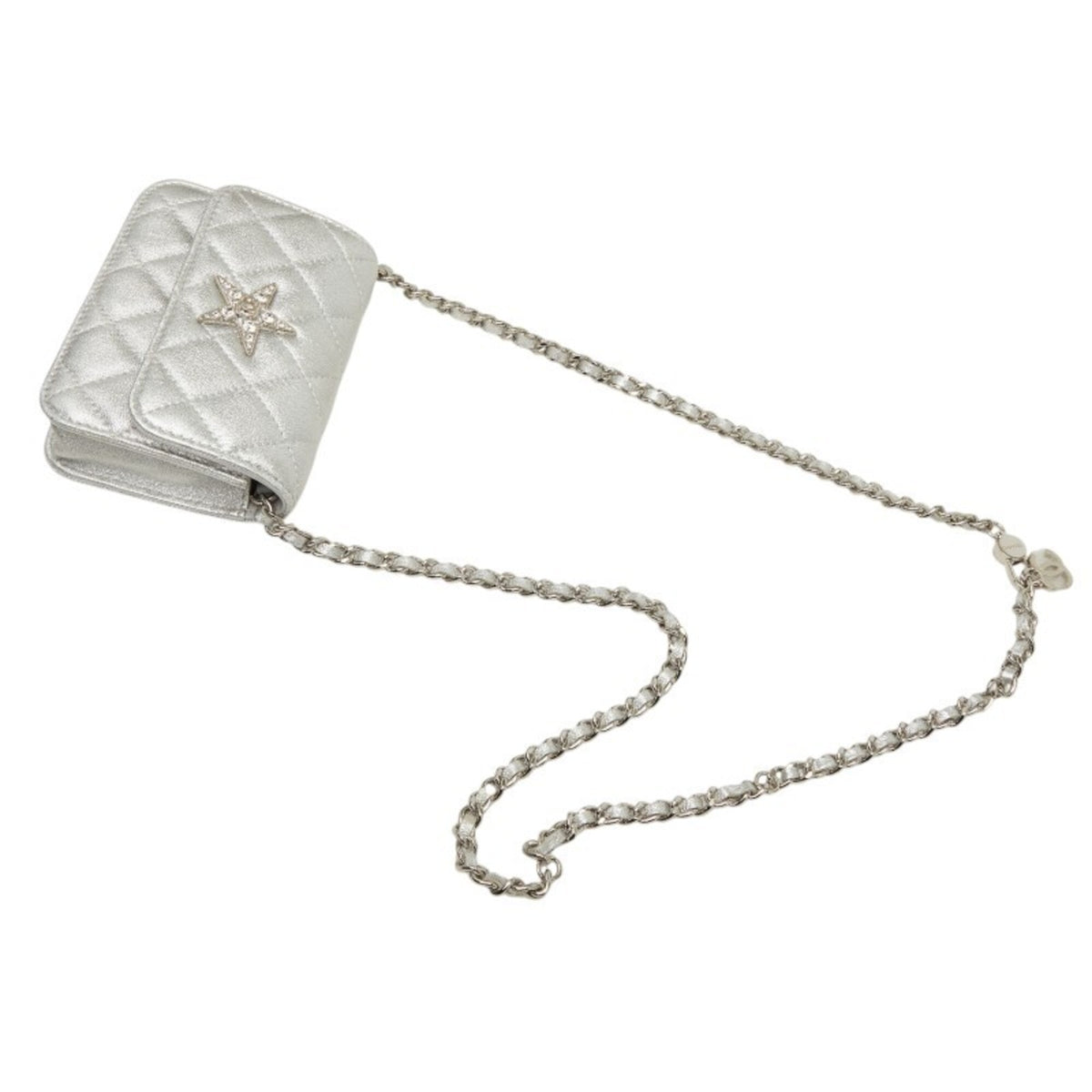 Chanel Silver Leather Pochette Shoulder Bag (Pre-Owned)