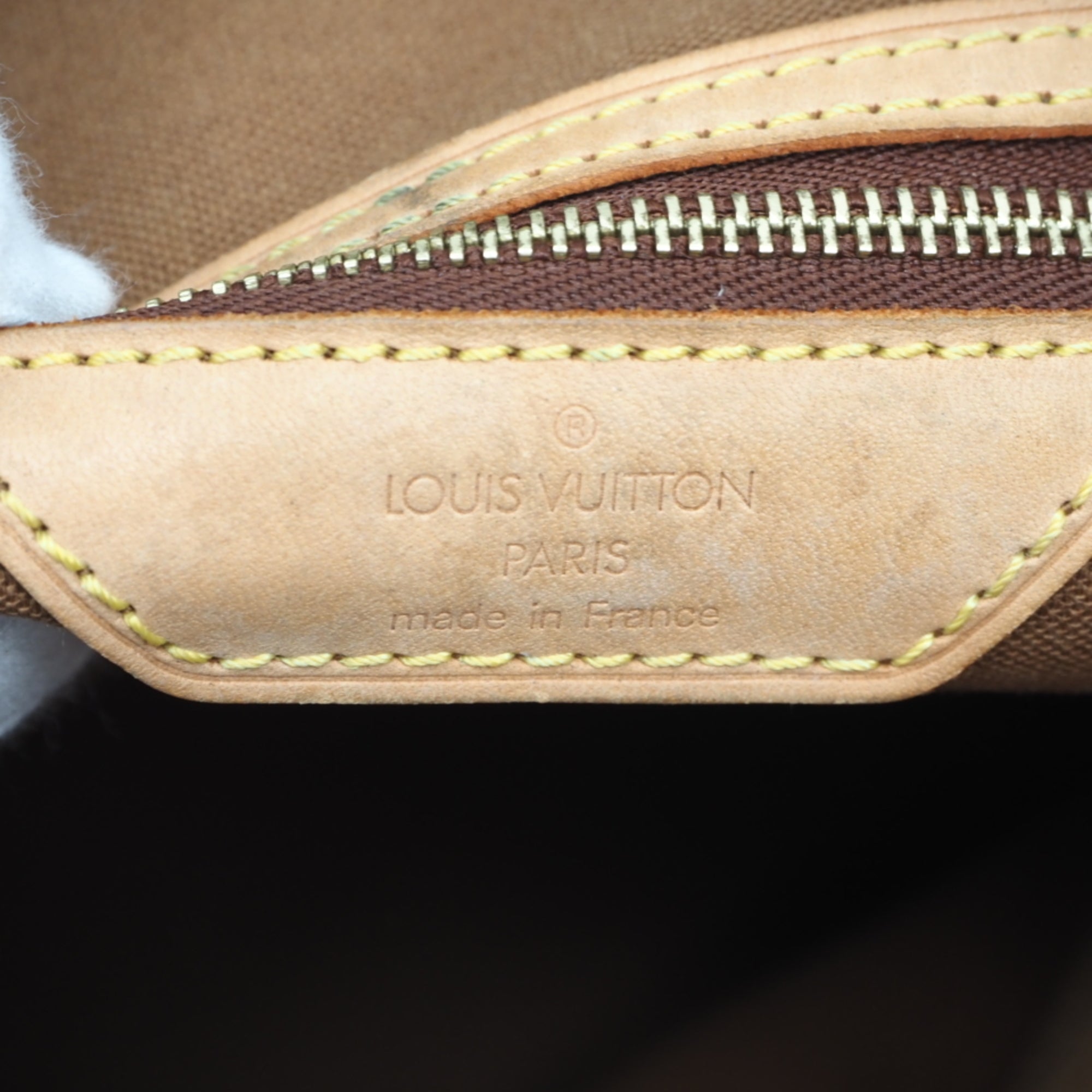 Louis Vuitton Beige Brown Coated Canvas Leather Handbag (Pre-Owned)