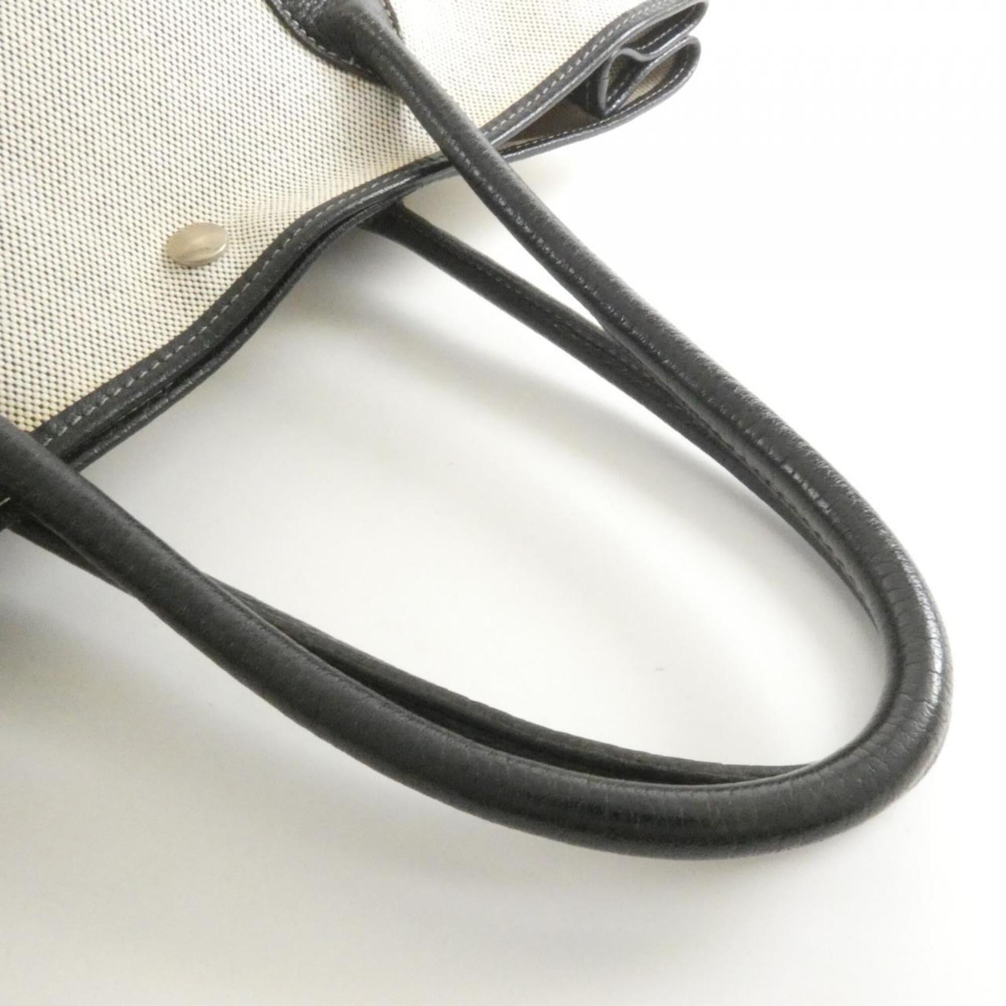 Hermes Black Toile H Buffle Skipper Leather Handbag (Pre-Owned)