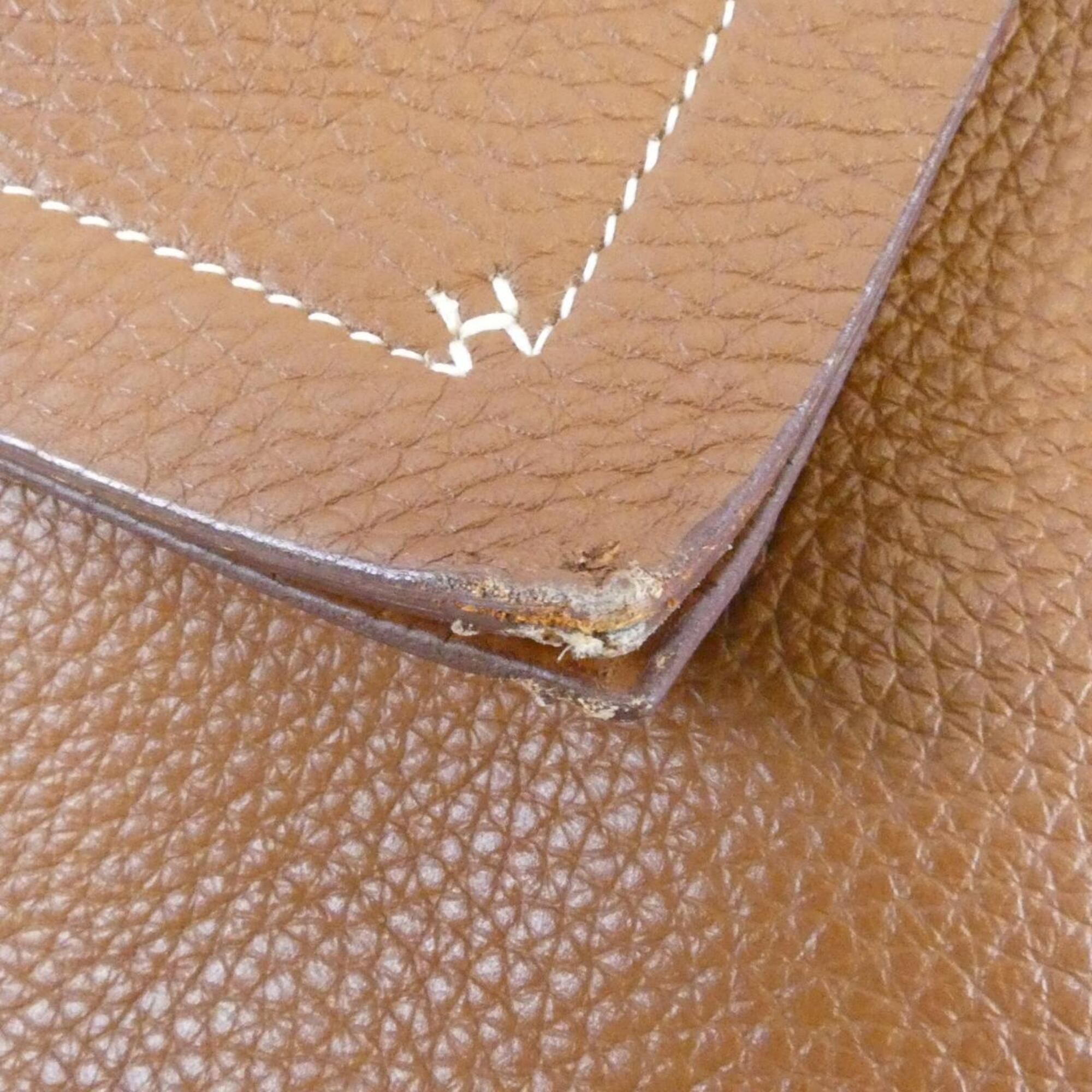 Hermes Gold Taurillon Clemence Leather Handbag (Pre-Owned)