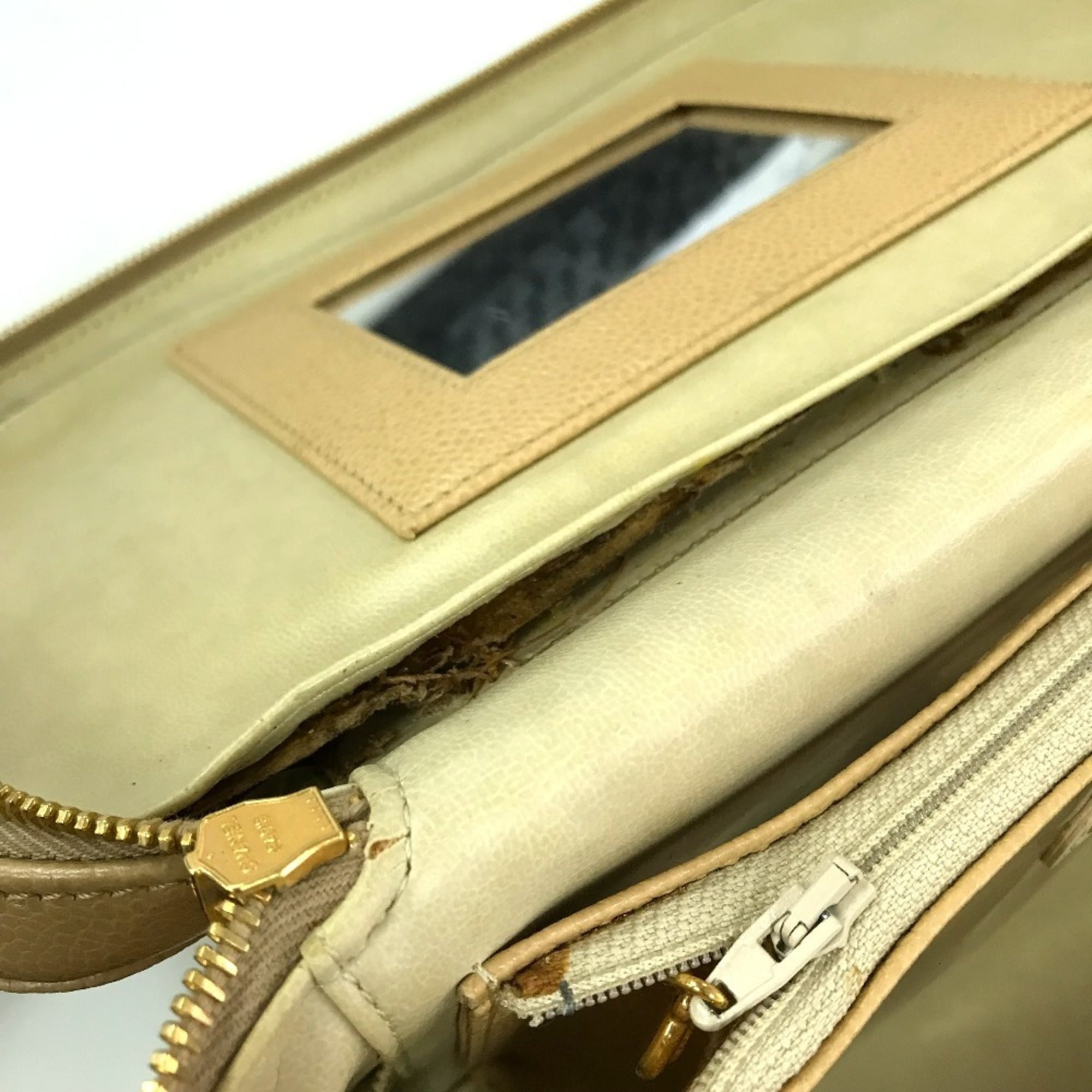 Chanel Beige Grained Calfskin Handbag Shoulder Bag Vanity Bag (Pre-Owned)