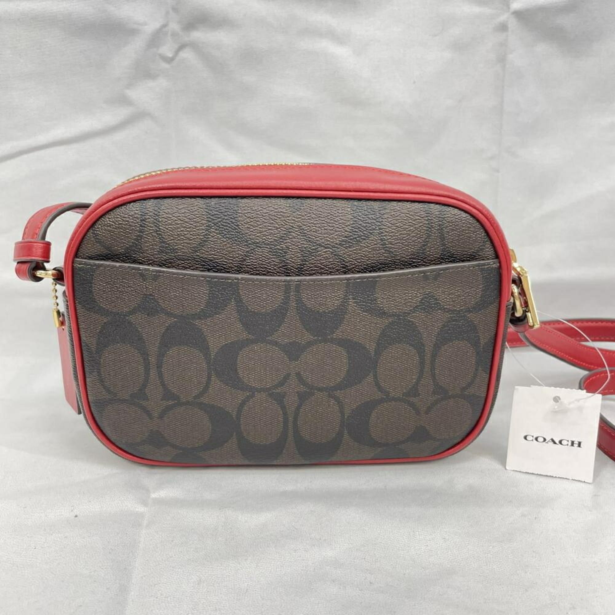 Coach Brown Red Color Signature Line Shoulder Bag (Pre-Owned)