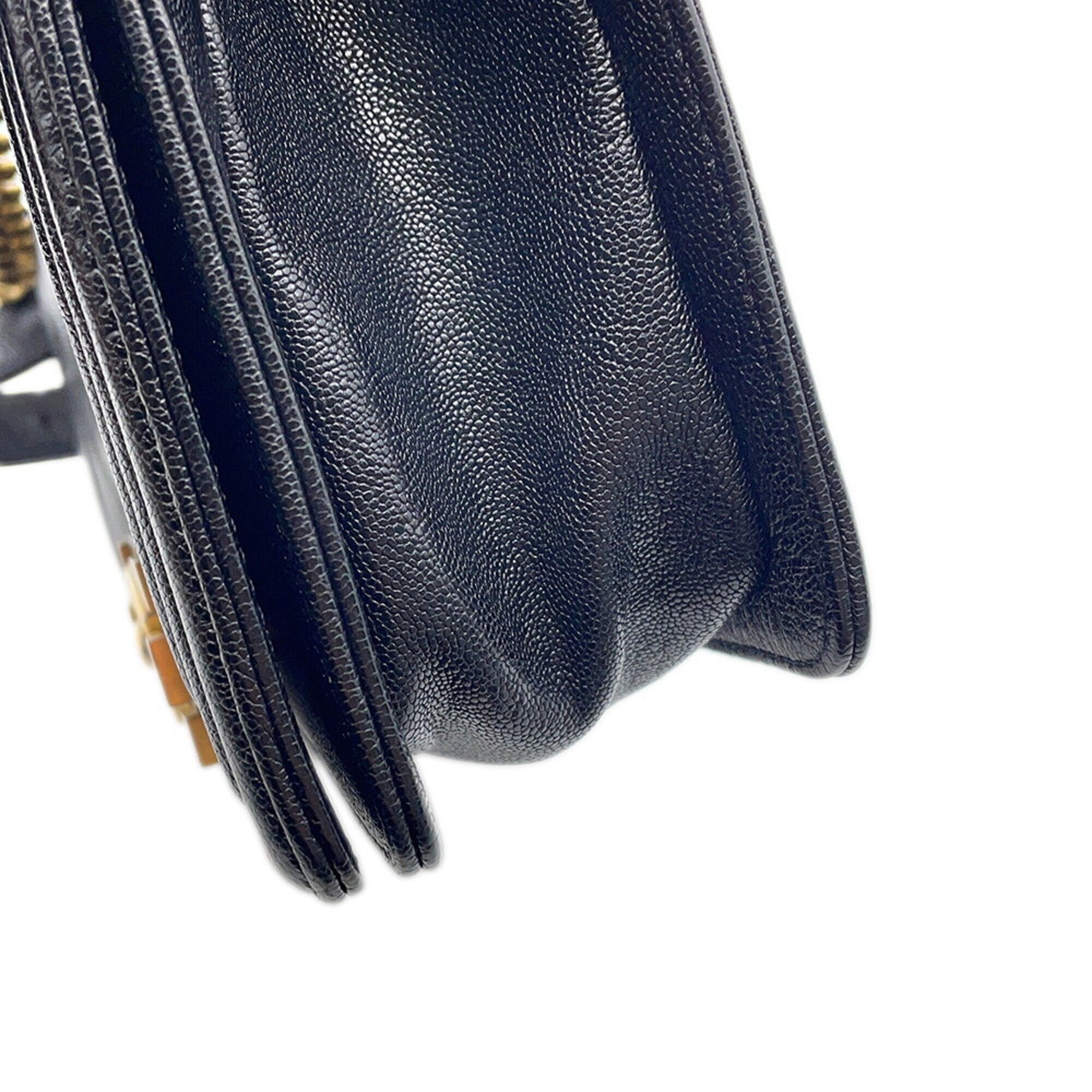Chanel Matelasse Black Grained Calfskin Handbag Shoulder Bag (Pre-Owned)