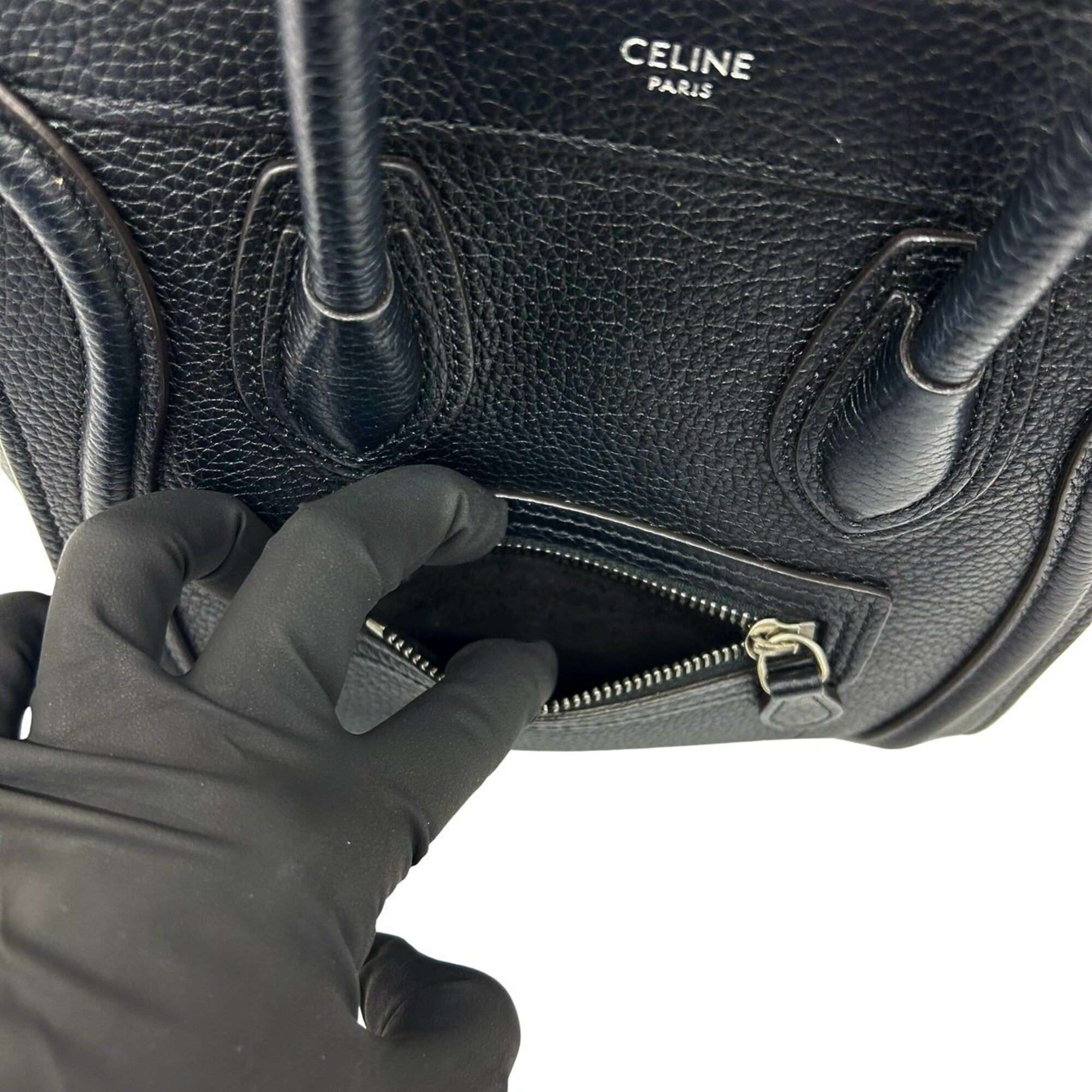 Celine Black Leather Handbag Shoulder Bag Tote Bag (Pre-Owned)