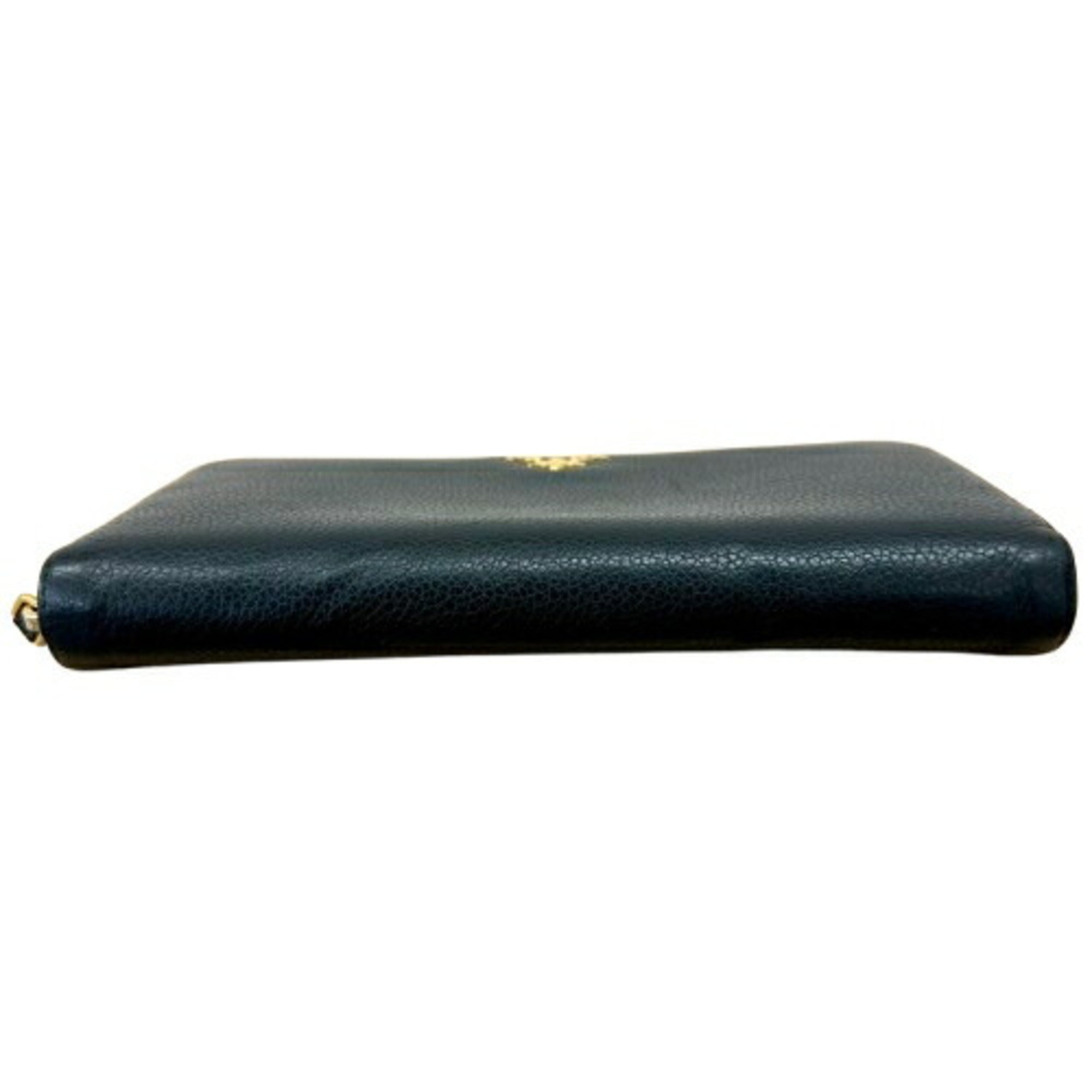 Prada Black Leather Long Wallet (Bi-Fold) (Pre-Owned)