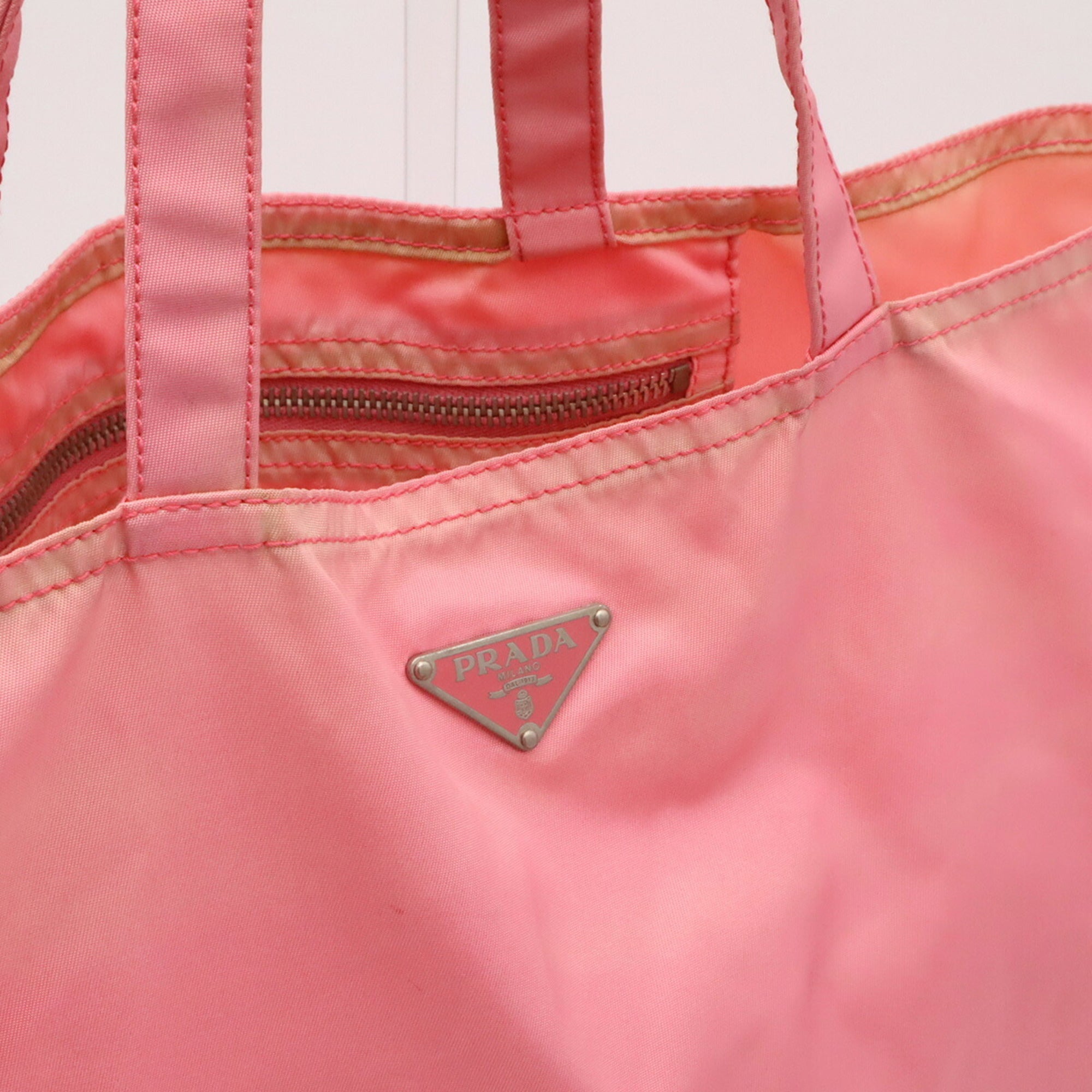 Prada Pink Nylon Shoulder Bag Tote Bag (Pre-Owned)