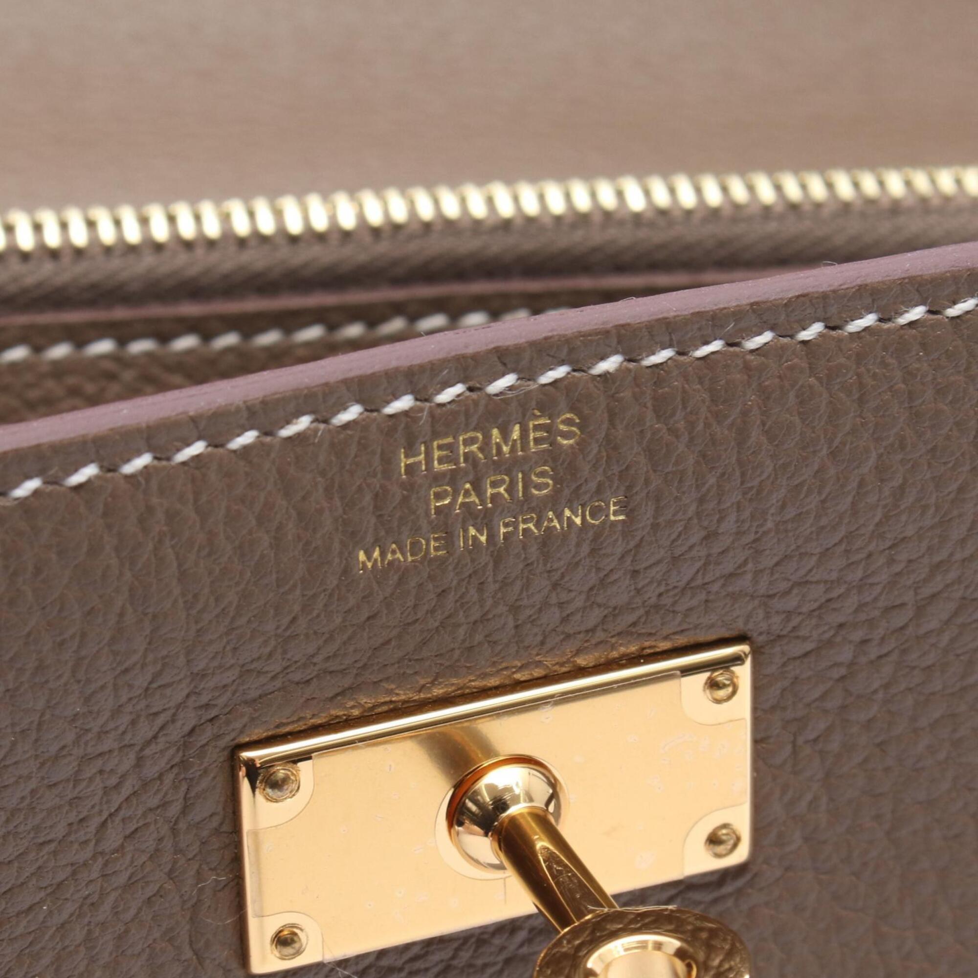 Hermes Gray Evercalf Leather Leather Handbag Shoulder Bag (Pre-Owned)