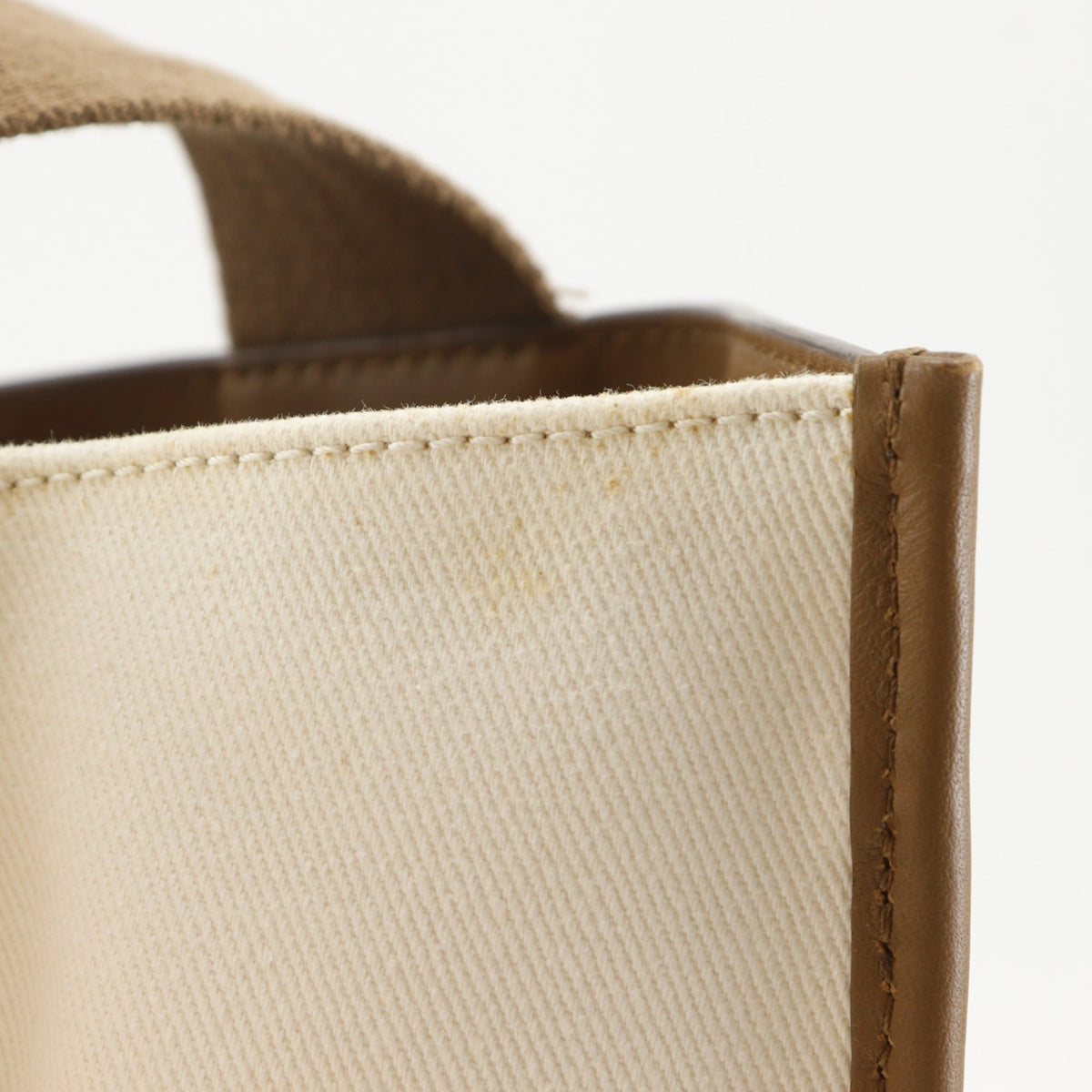 Anya Hindmarch Brown White Canvas Leather Tote Bag (Pre-Owned)