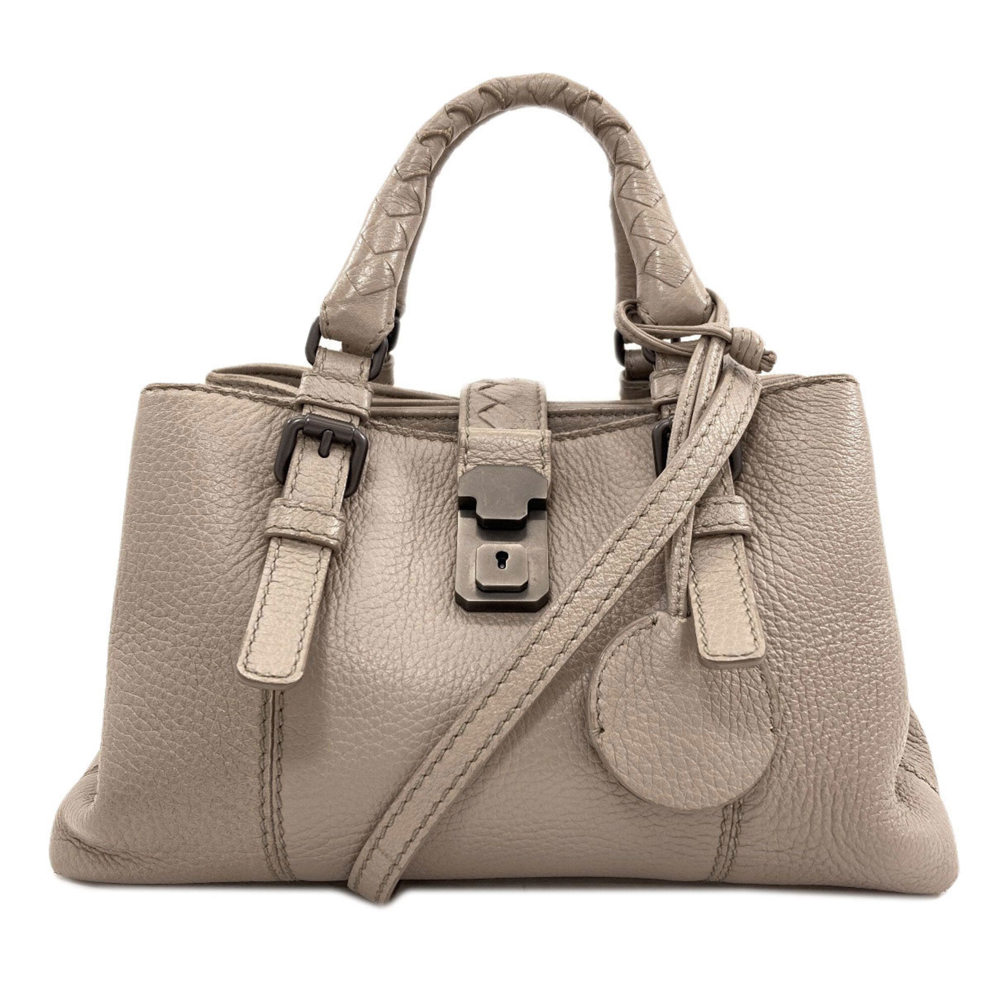 Bottega Veneta Gray Leather Handbag (Pre-Owned)