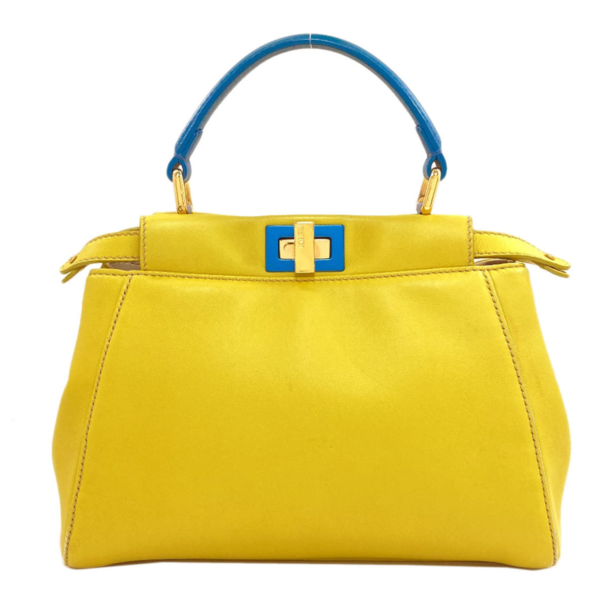 Fendi Blue Yellow Leather Handbag (Pre-Owned)