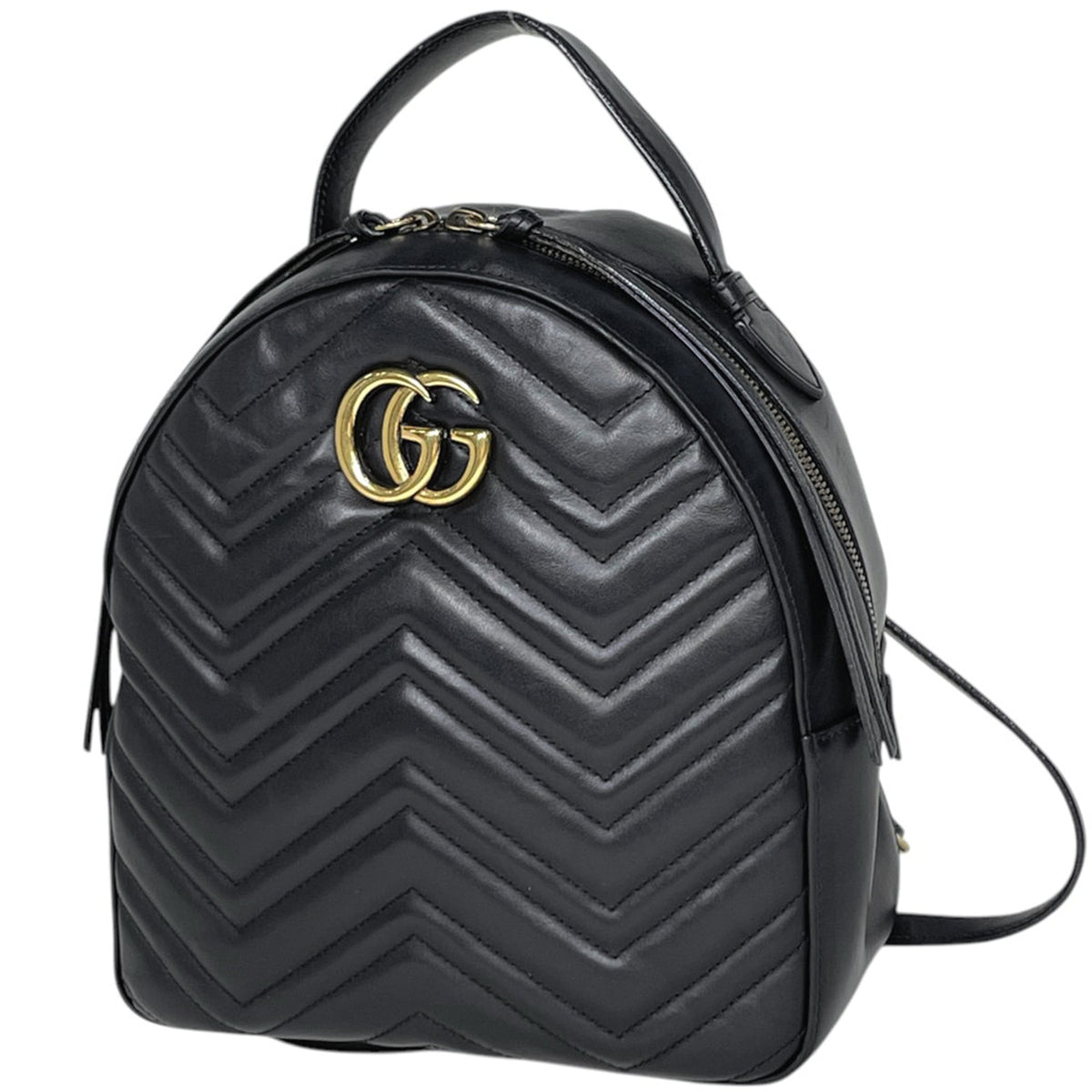 Gucci Gg Marmont Black Leather Backpack (Pre-Owned)