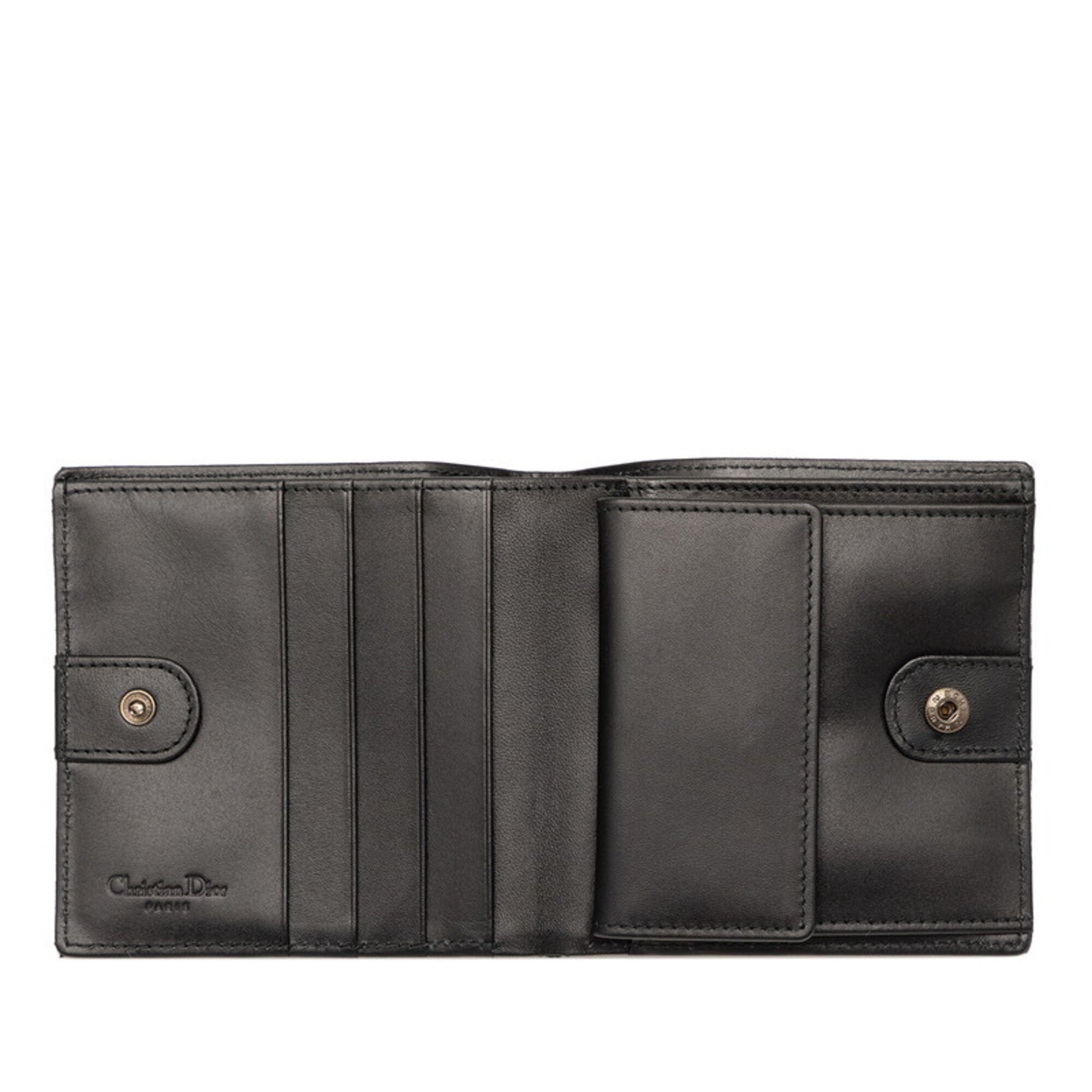 Christian Dior Black Jacquard Nylon Leather Wallet (Bi-Fold) (Pre-Owned)