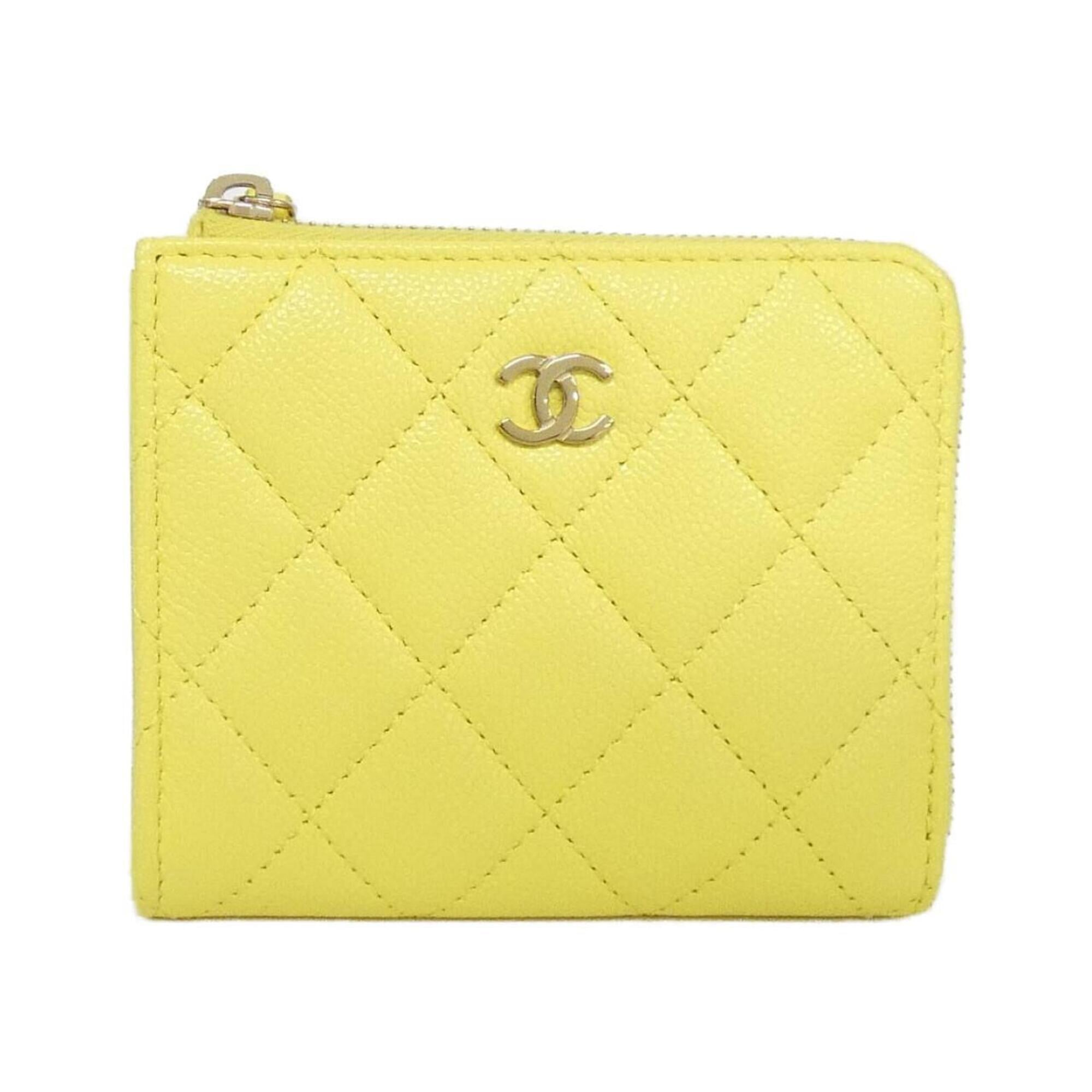 Chanel Yellow Grained Calfskin Wallet (Bi-Fold) (Pre-Owned)