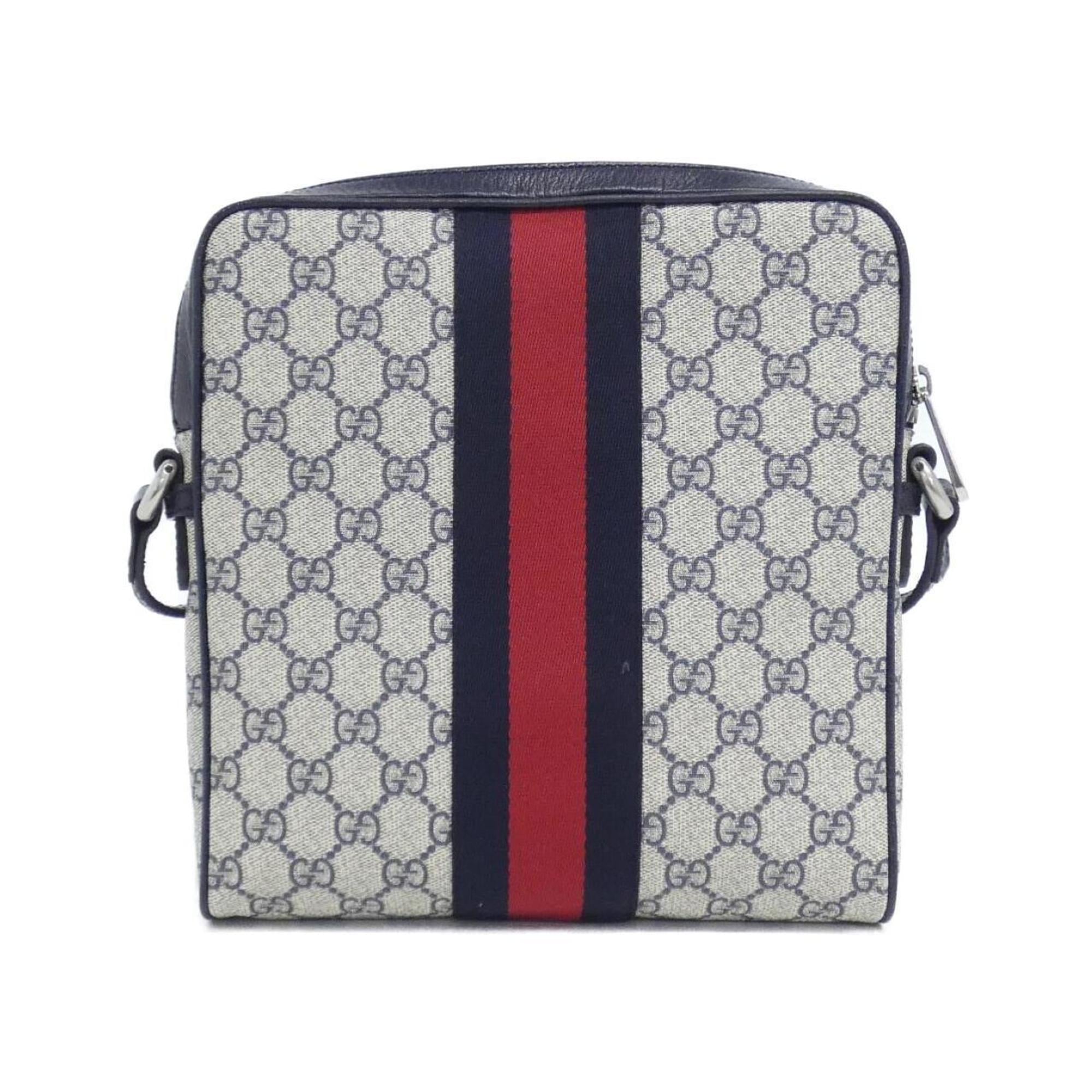 Gucci Beige Blue Gg Supreme Shoulder Bag (Pre-Owned)