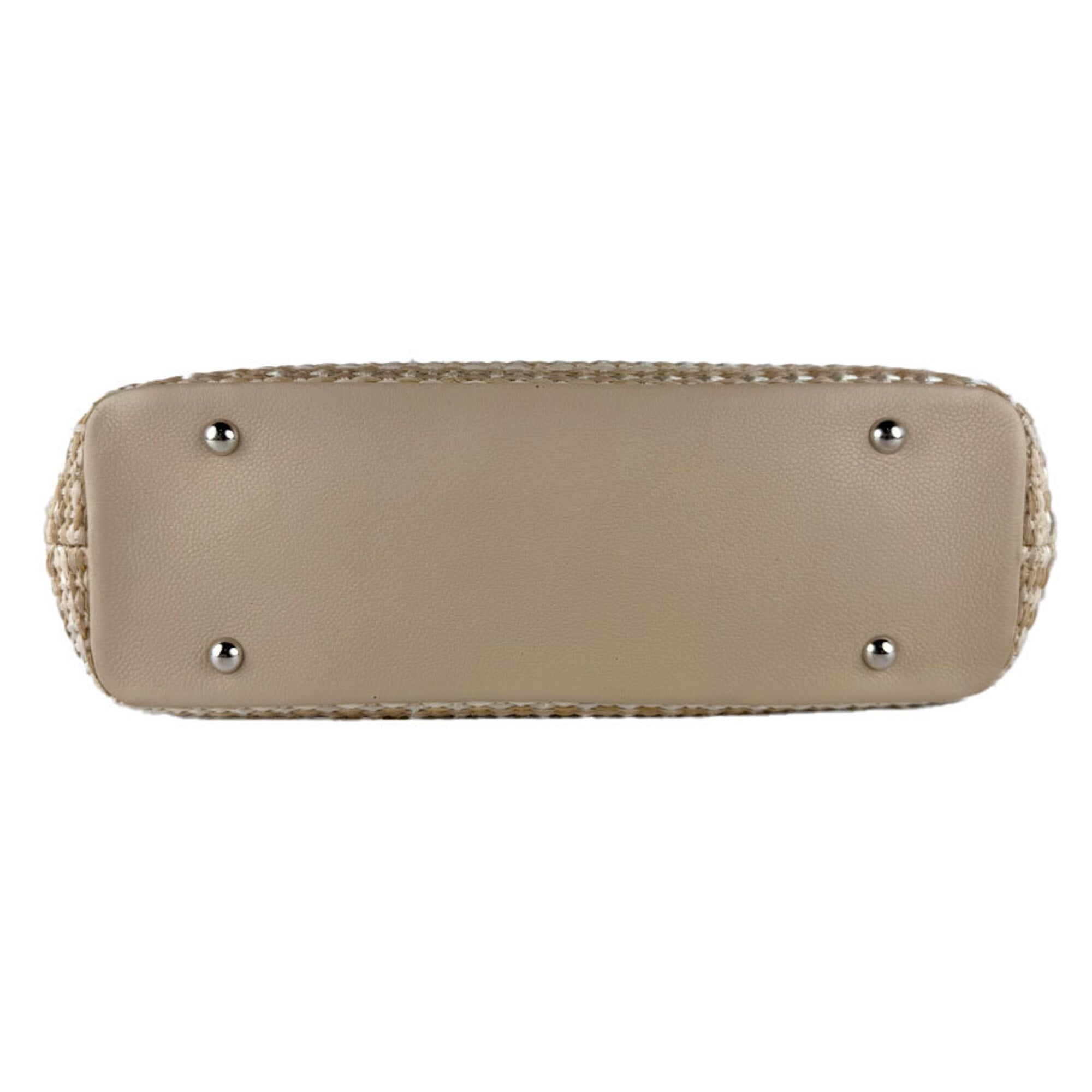 Chanel Light Beige Raffia Leather Handbag Shoulder Bag (Pre-Owned)