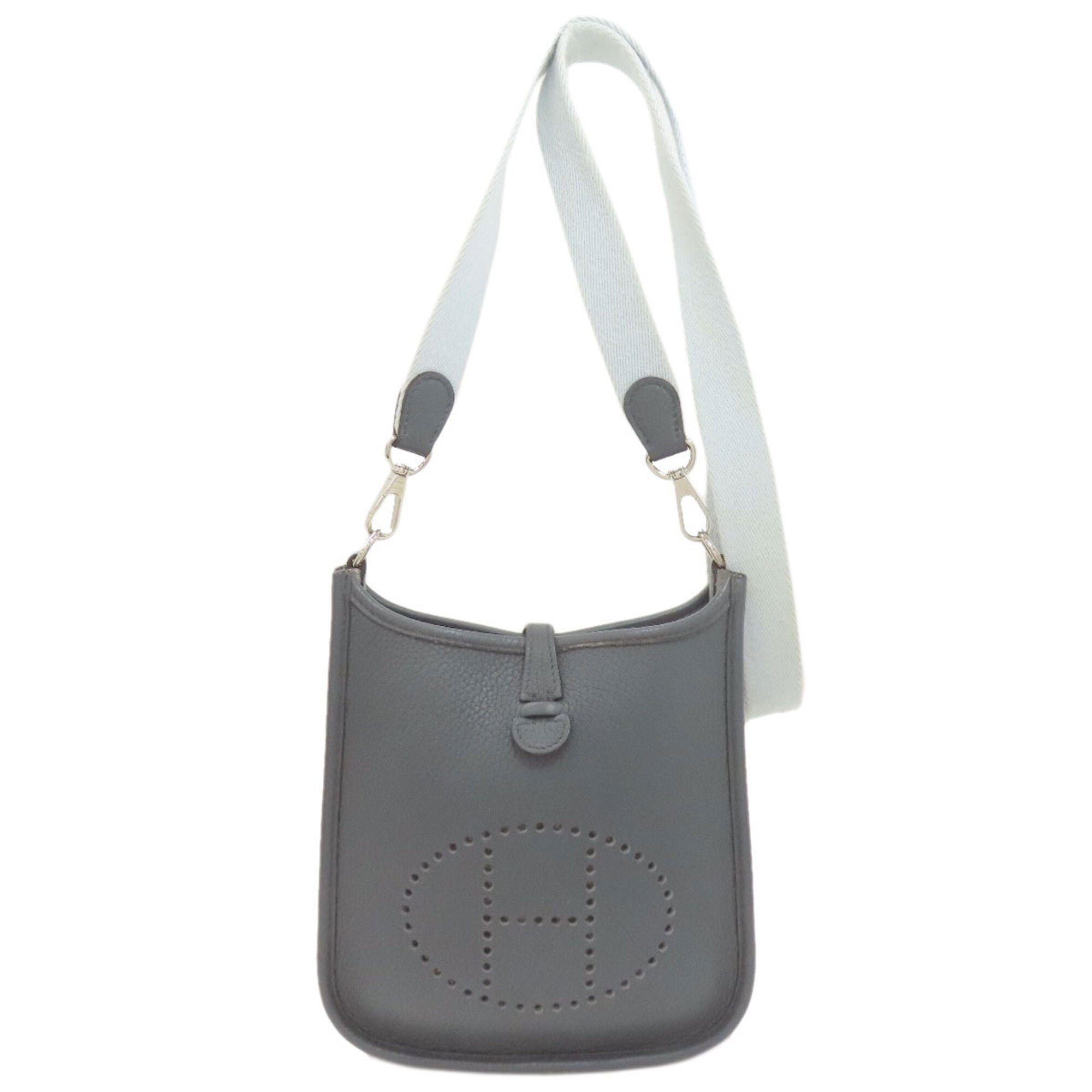 Hermes Blue Gray Taurillon Clemence Leather Shoulder Bag (Pre-Owned)
