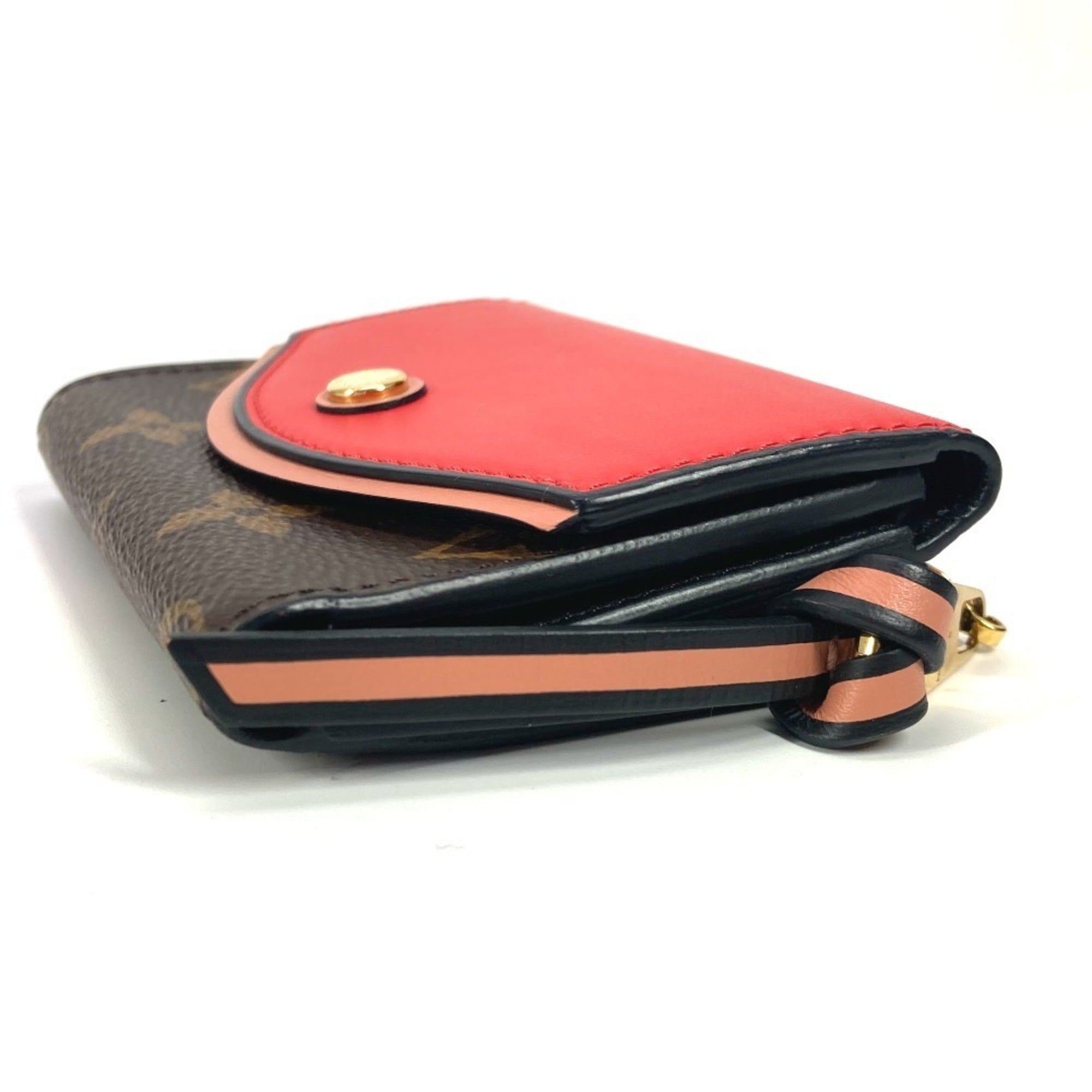 Louis Vuitton Brown Monogram Red Color Monogram Leather Wallet (Tri-Fold) (Pre-Owned)