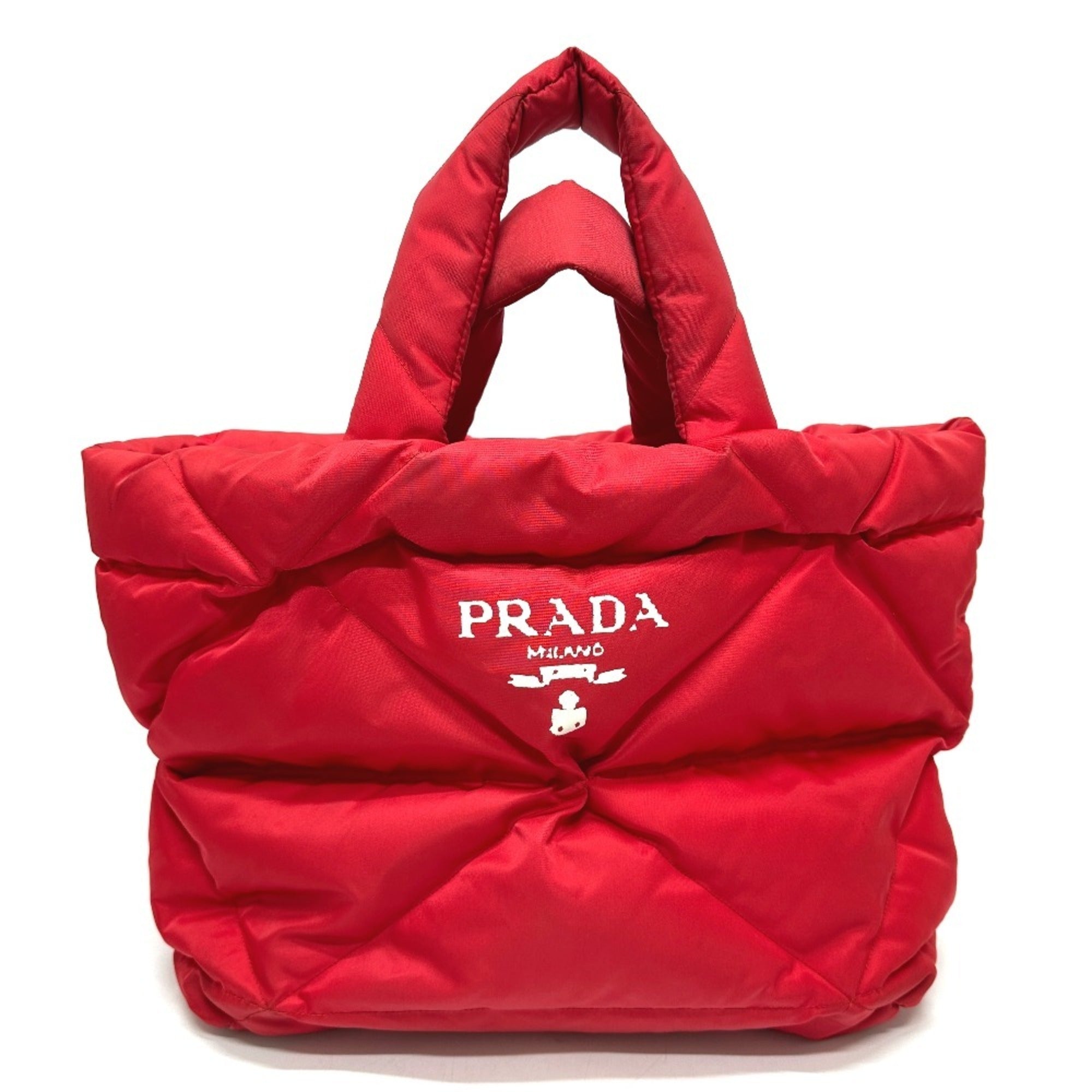 Prada Red Color Nylon Tote Bag (Pre-Owned)