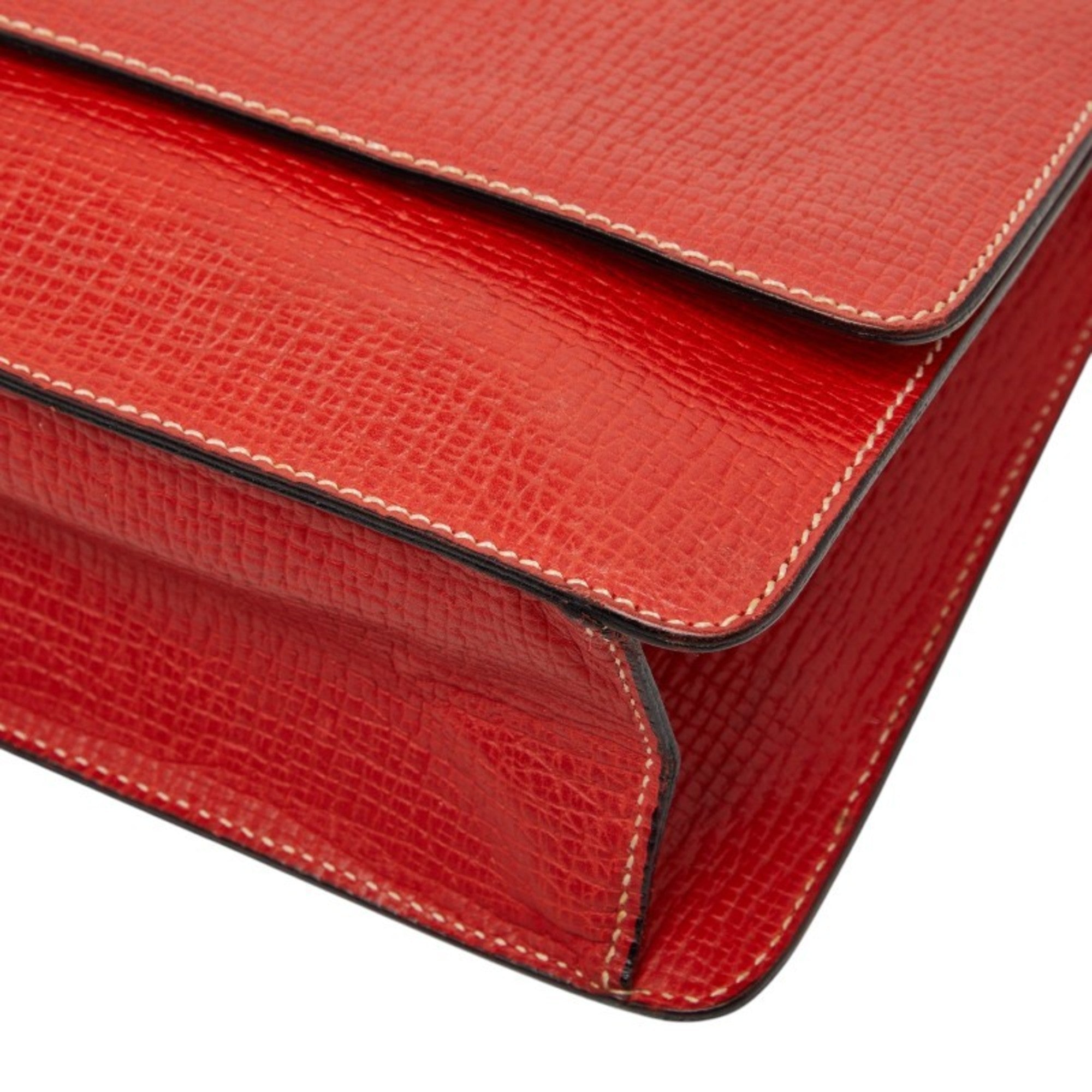 Loewe Red Color Leather Handbag Shoulder Bag (Pre-Owned)