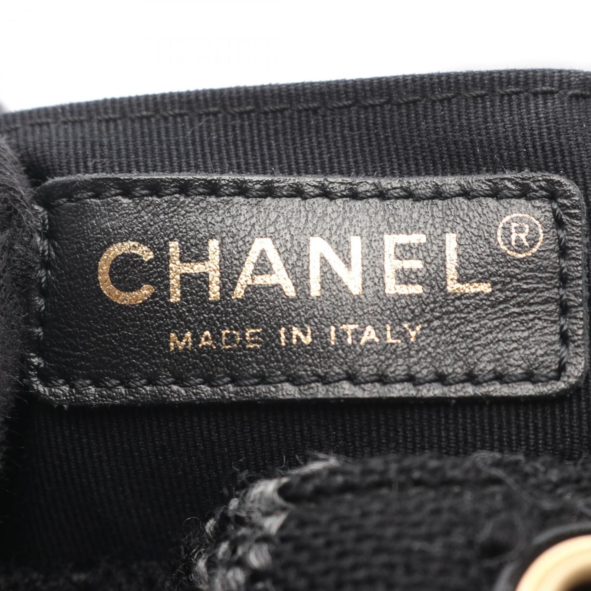 Chanel Black Gray Wool Backpack Handbag (Pre-Owned)