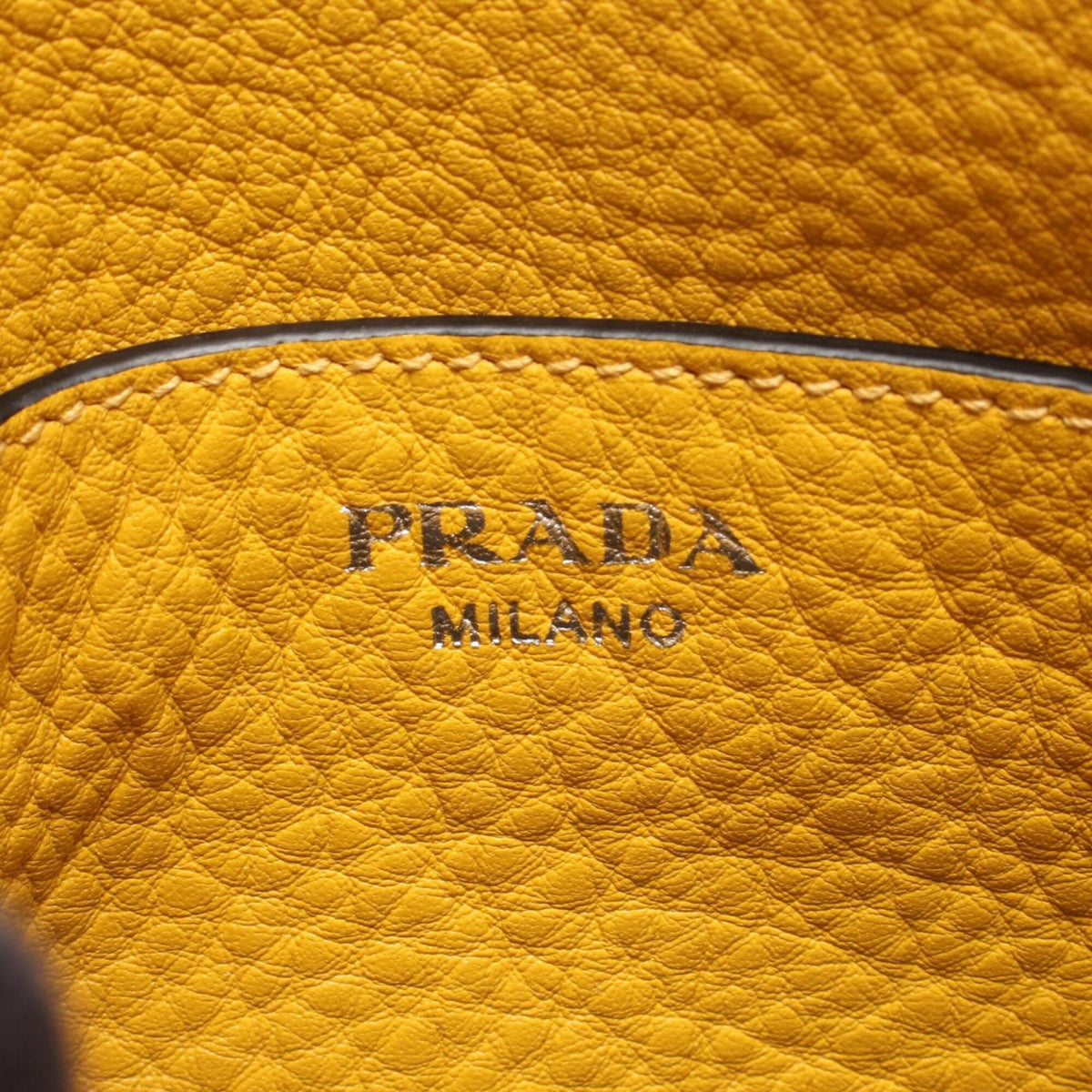Prada Yellow Leather Handbag Shoulder Bag (Pre-Owned)