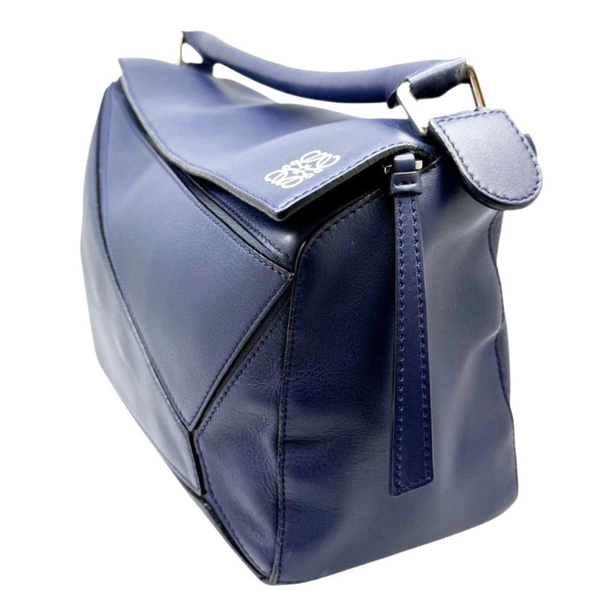 Loewe Navy Leather Handbag Shoulder Bag (Pre-Owned)