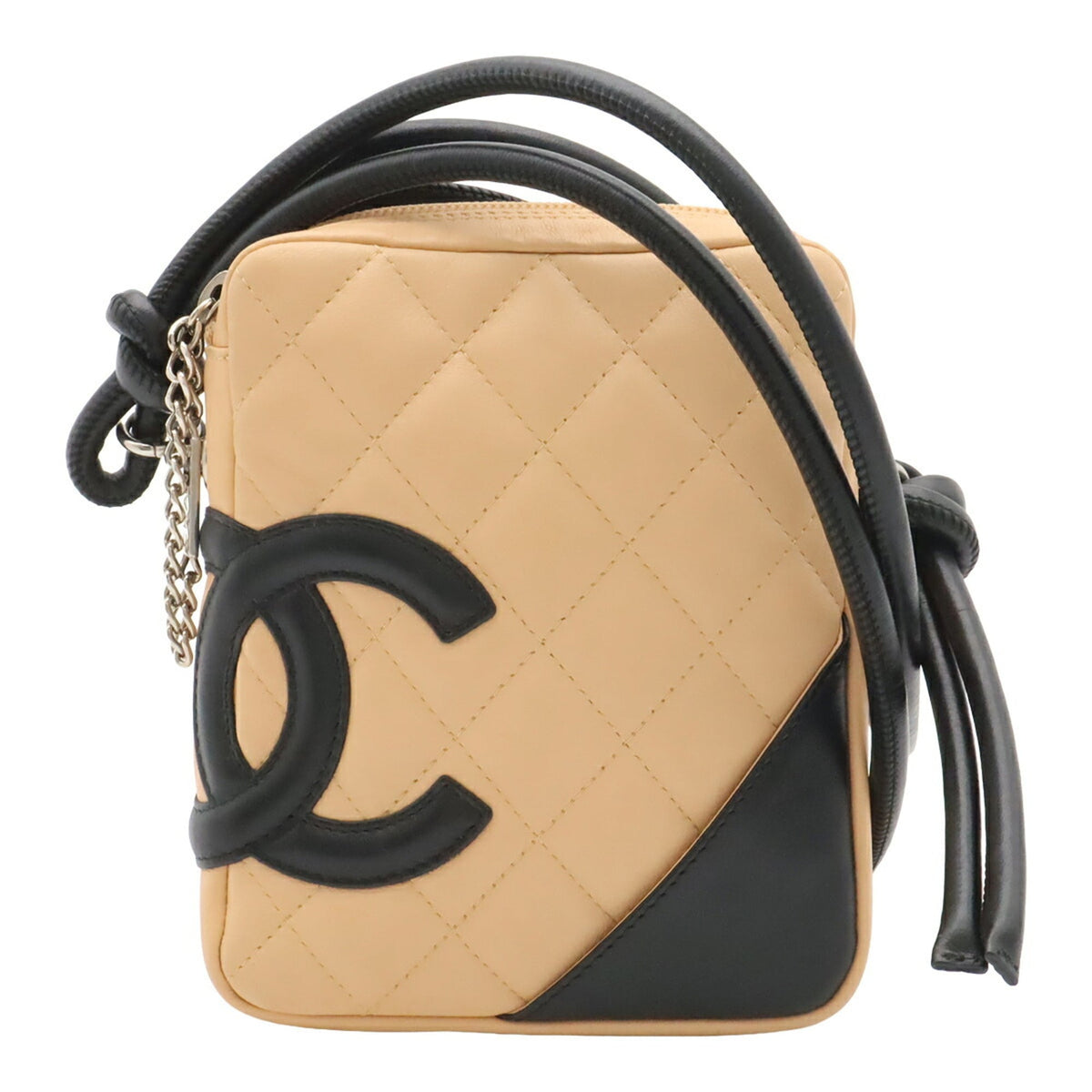 Chanel Beige Black Pochette Shoulder Bag (Pre-Owned)