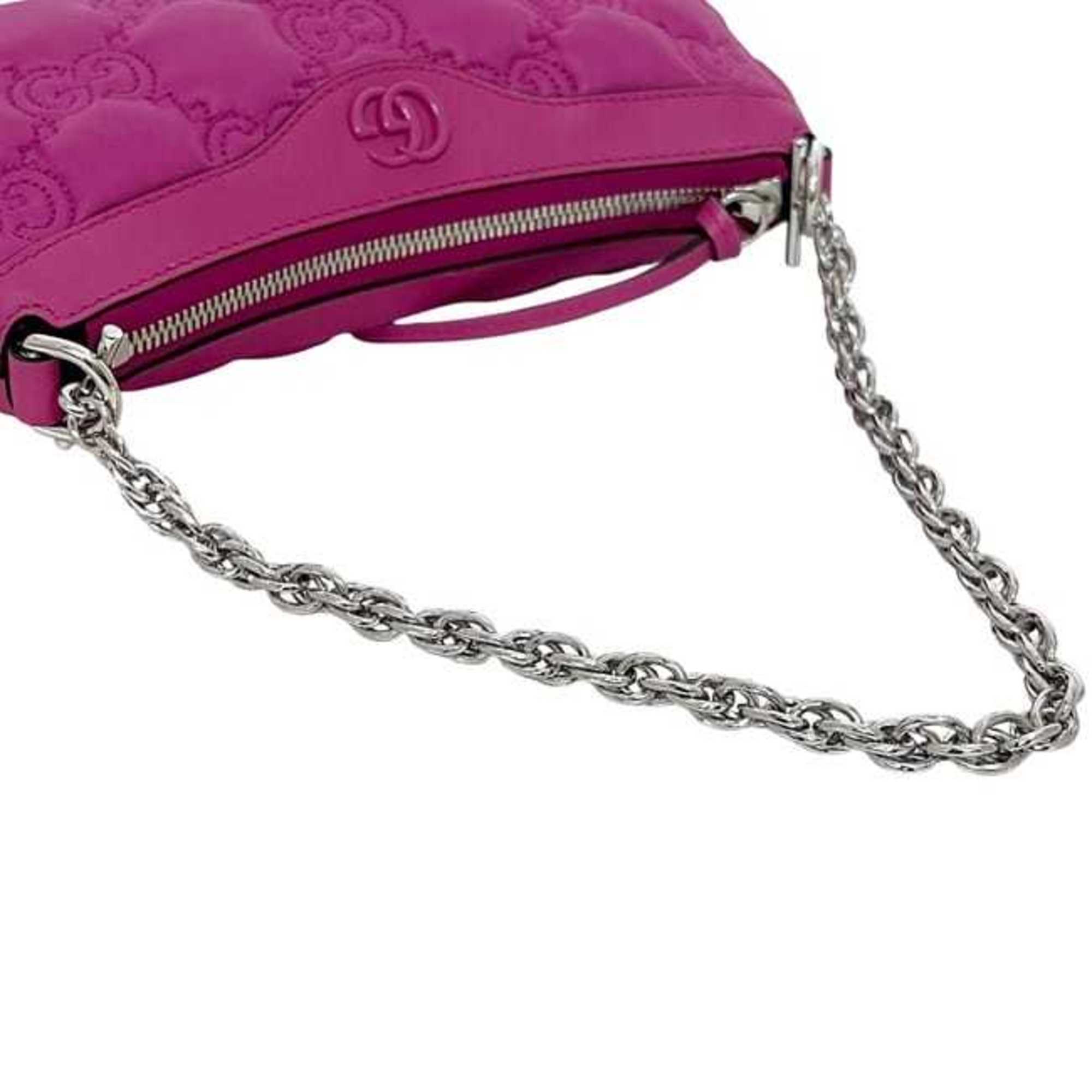 Gucci Pink Nylon Leather Canvas Shoulder Bag (Pre-Owned)