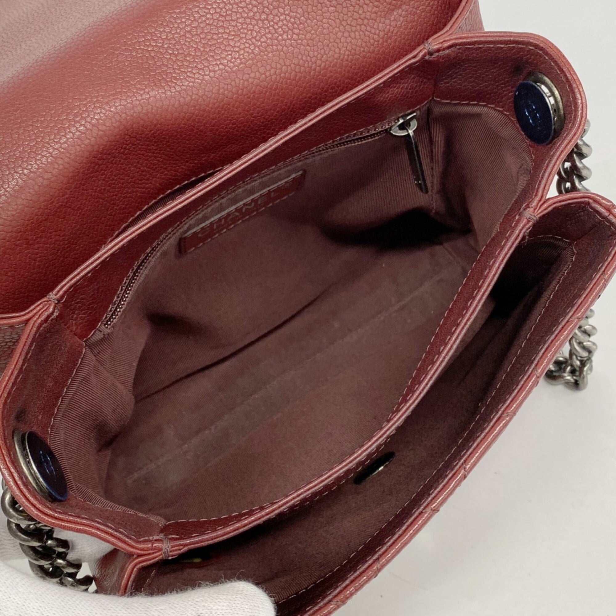 Chanel Bordeaux Grained Calfskin Shoulder Bag (Pre-Owned)