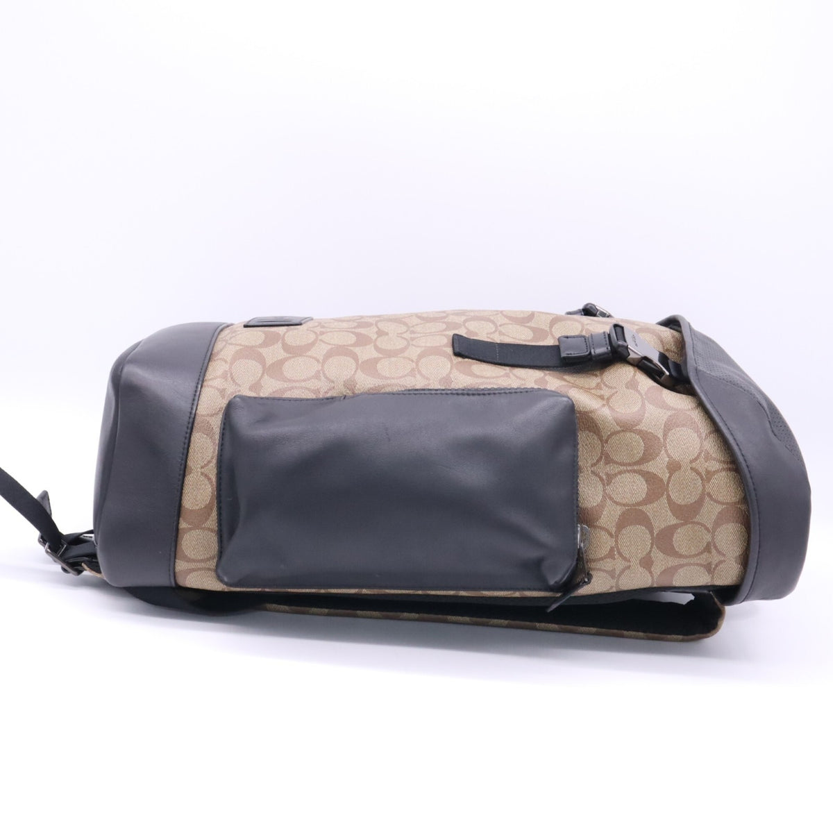 Coach Beige Black Canvas Leather Backpack (Pre-Owned)