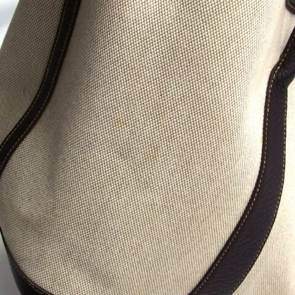 Hermes Garden Beige Dark Brown Toile H Leather Handbag Tote Bag (Pre-Owned)