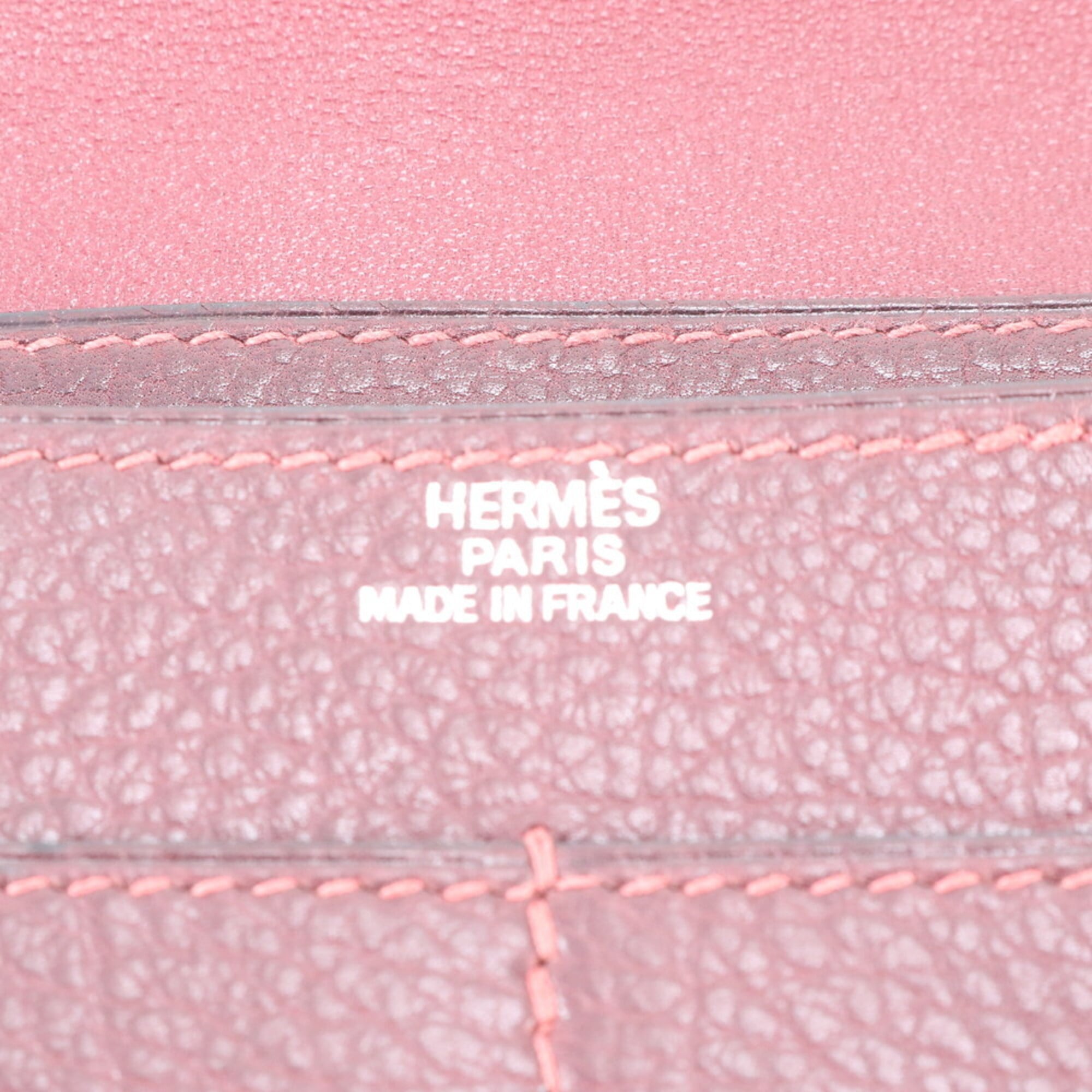 Hermes Red Color Wine Leather Long Wallet (Bi-Fold) (Pre-Owned)