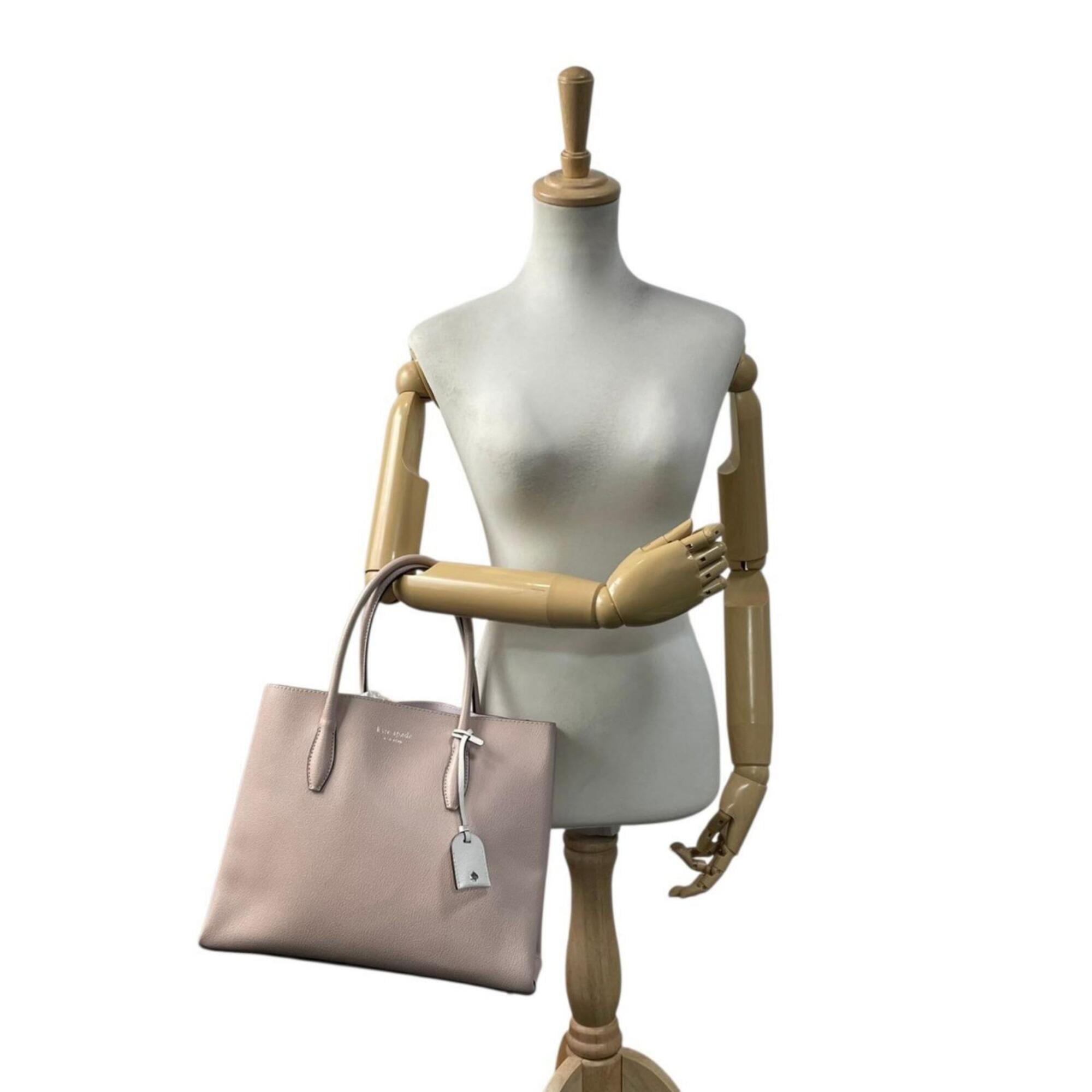 Kate Spade Light Pink White Leather Handbag Shoulder Bag Tote Bag (Pre-Owned)
