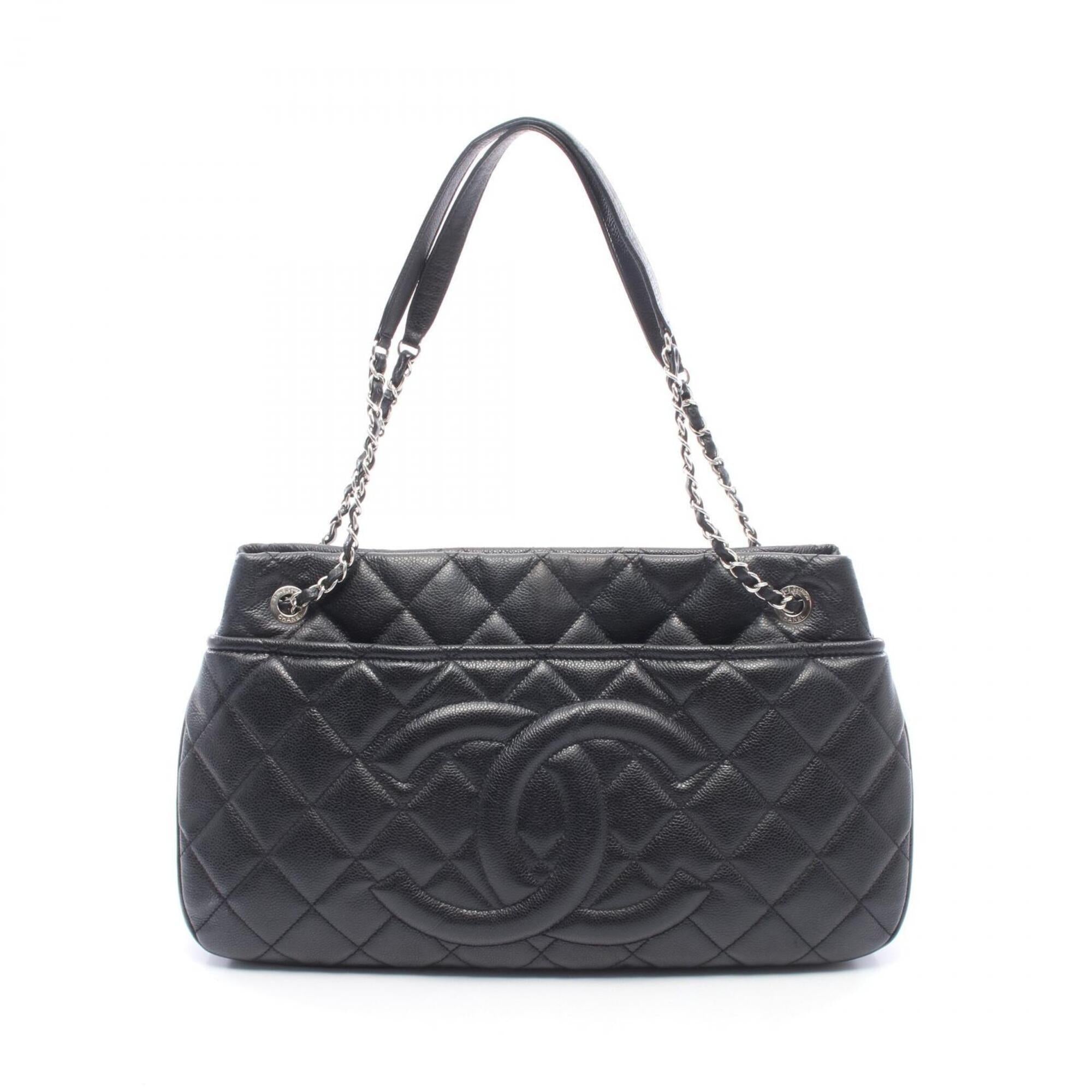 Chanel Black Grained Calfskin Handbag Tote Bag (Pre-Owned)