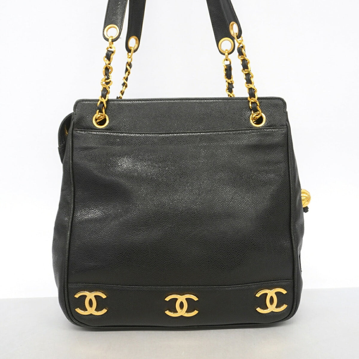 Chanel Black Grained Calfskin Tote Bag (Pre-Owned)