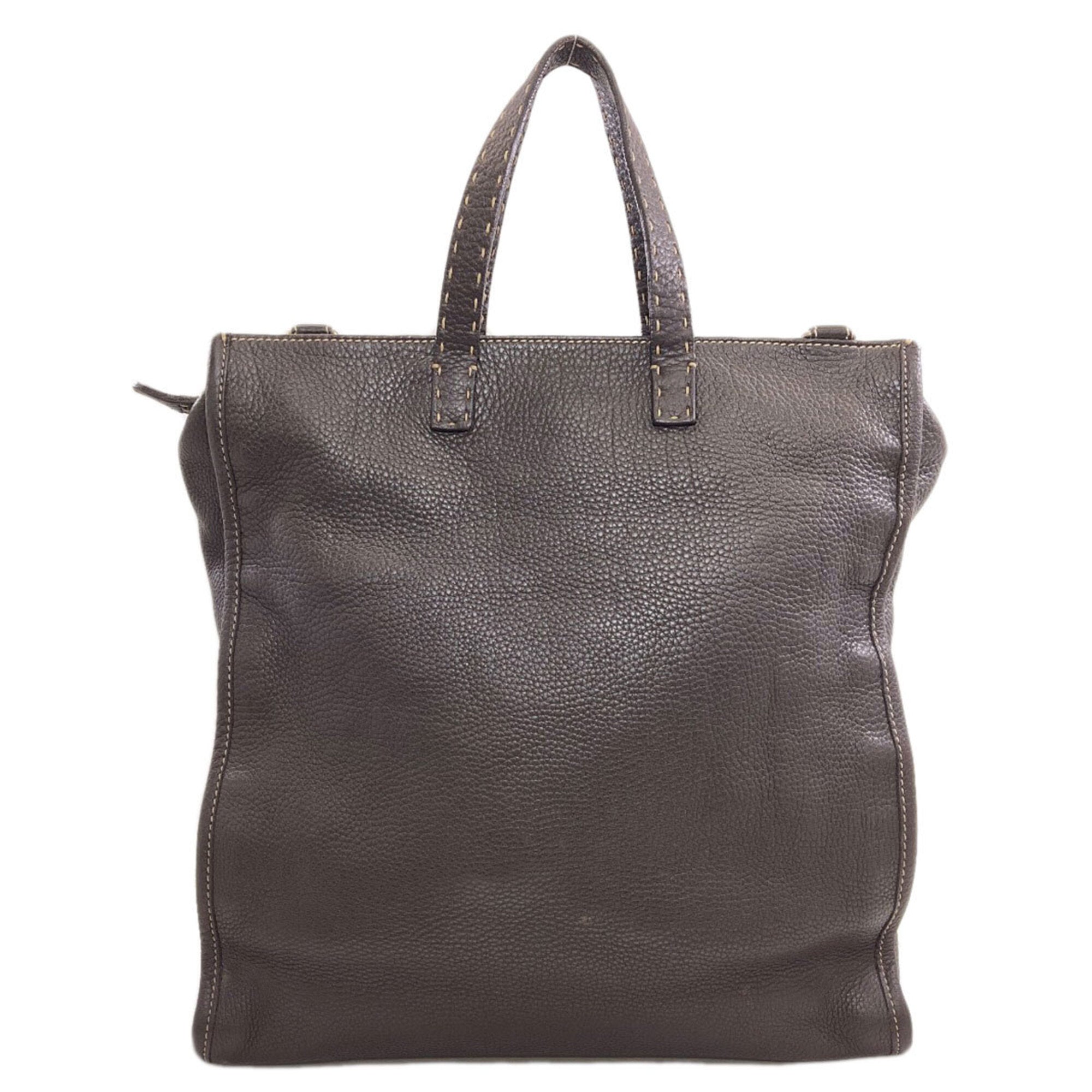 Fendi Selleria Dark Brown Leather Handbag (Pre-Owned)