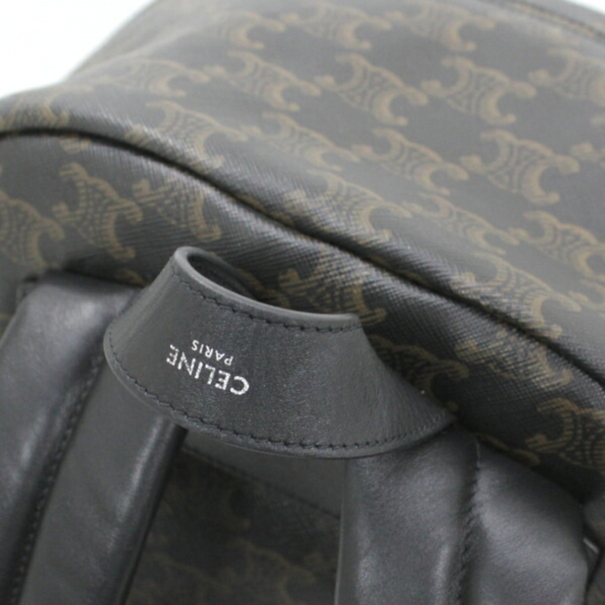 Celine Black Brown Canvas Leather Backpack (Pre-Owned)