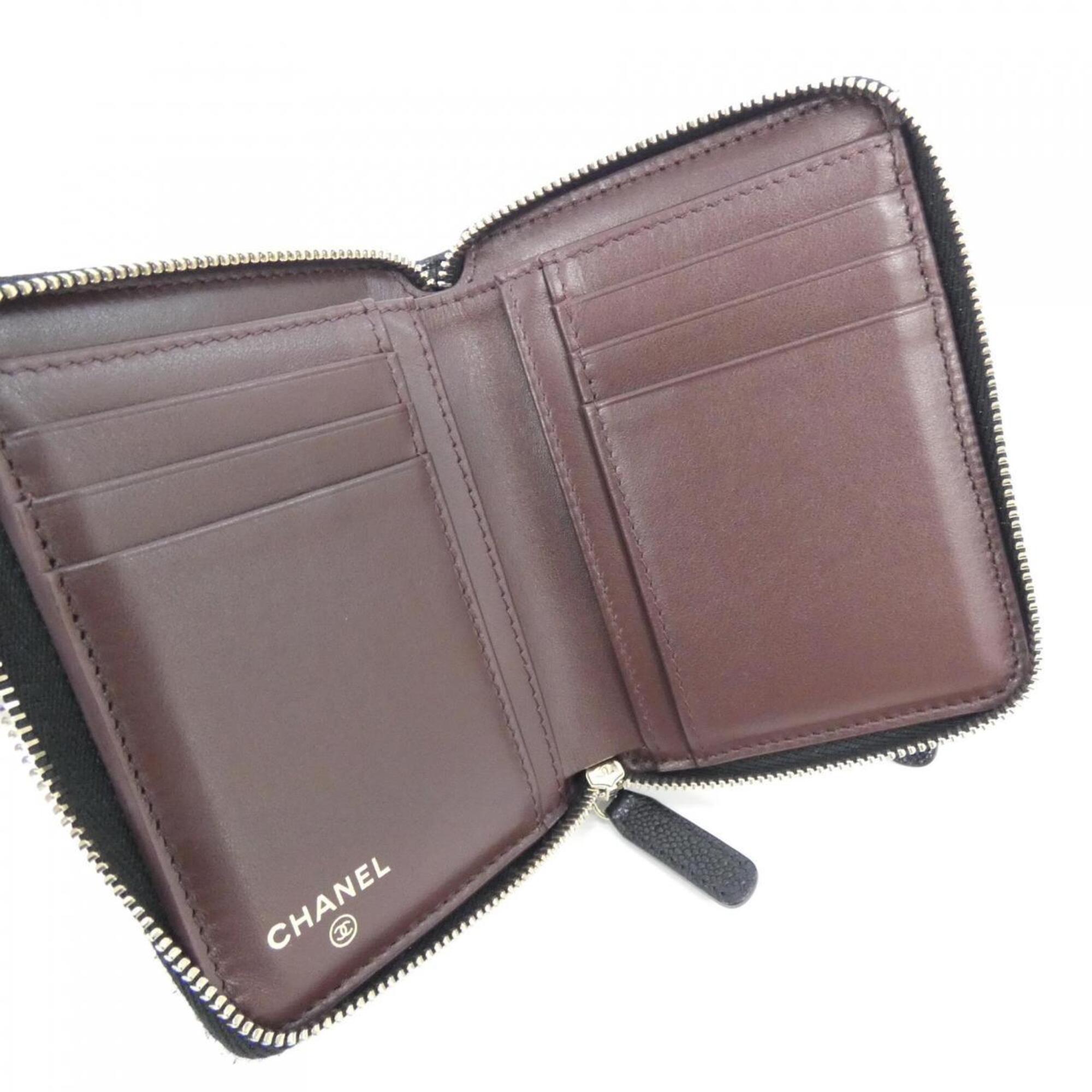 Chanel Black Grained Calfskin Wallet (Bi-Fold) (Pre-Owned)