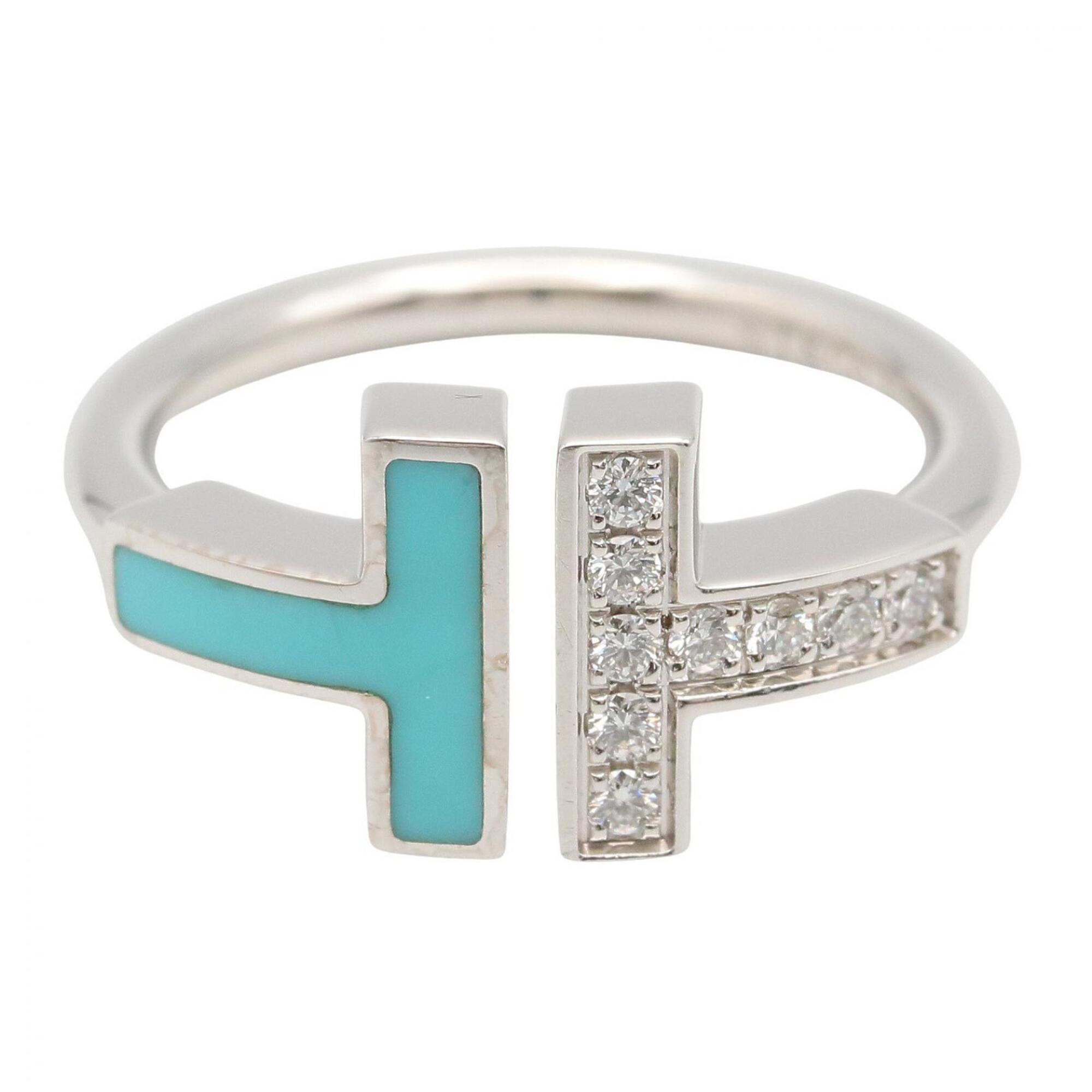 Tiffany Silver Blue Clear White Gold (18K) Band Ring (Pre-Owned)