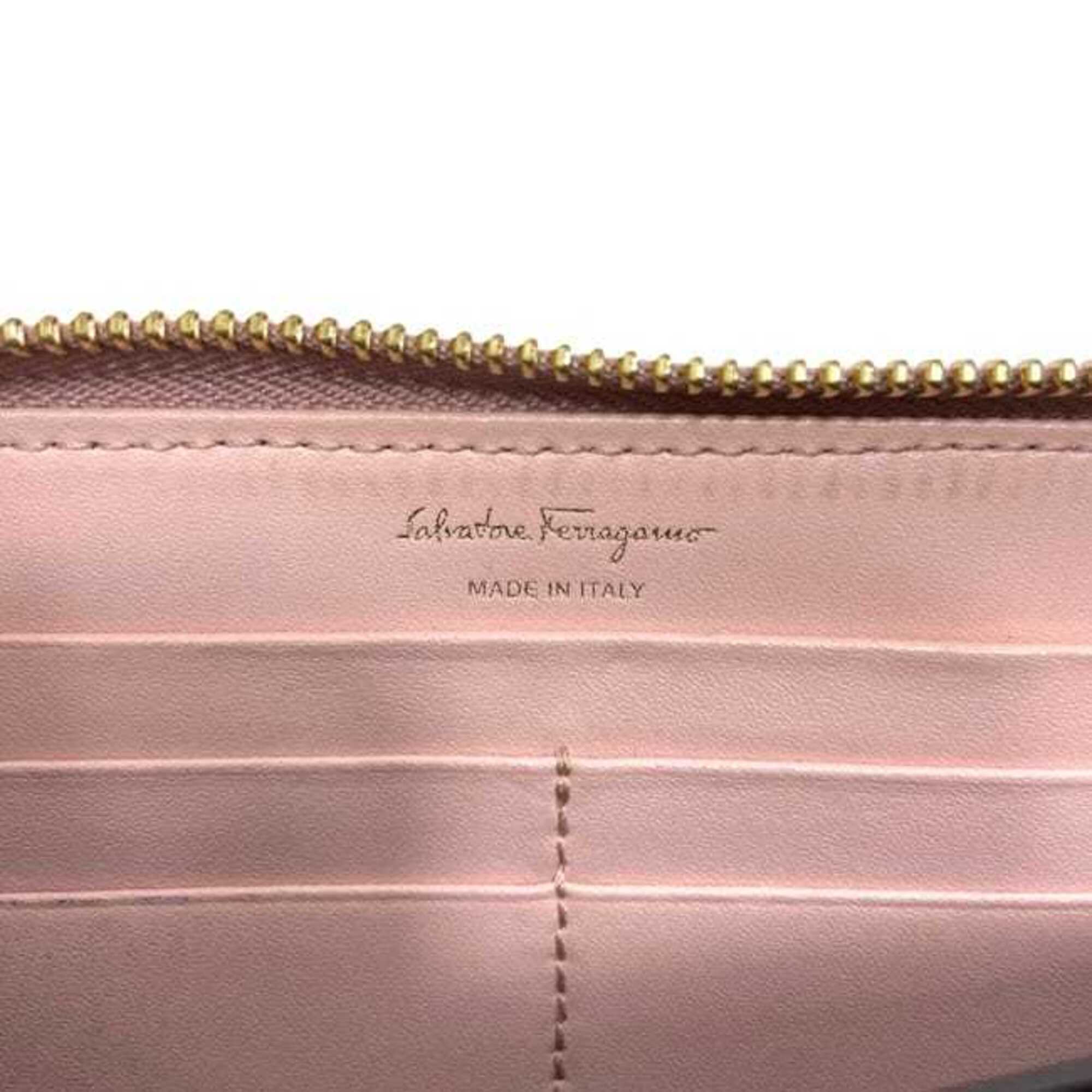 Salvatore Ferragamo Pink Leather Long Wallet (Bi-Fold) (Pre-Owned)