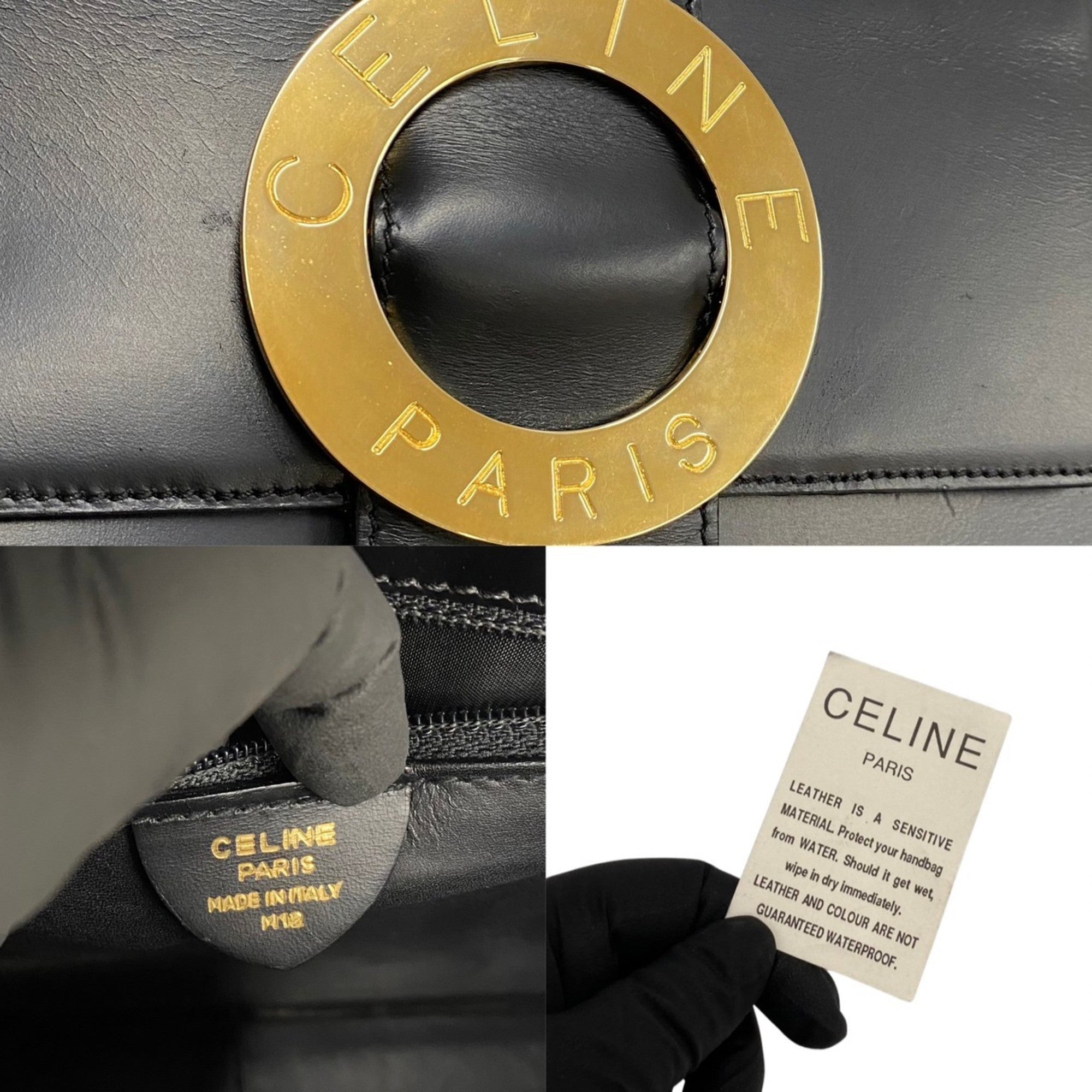 Celine Black Leather Handbag Shoulder Bag (Pre-Owned)