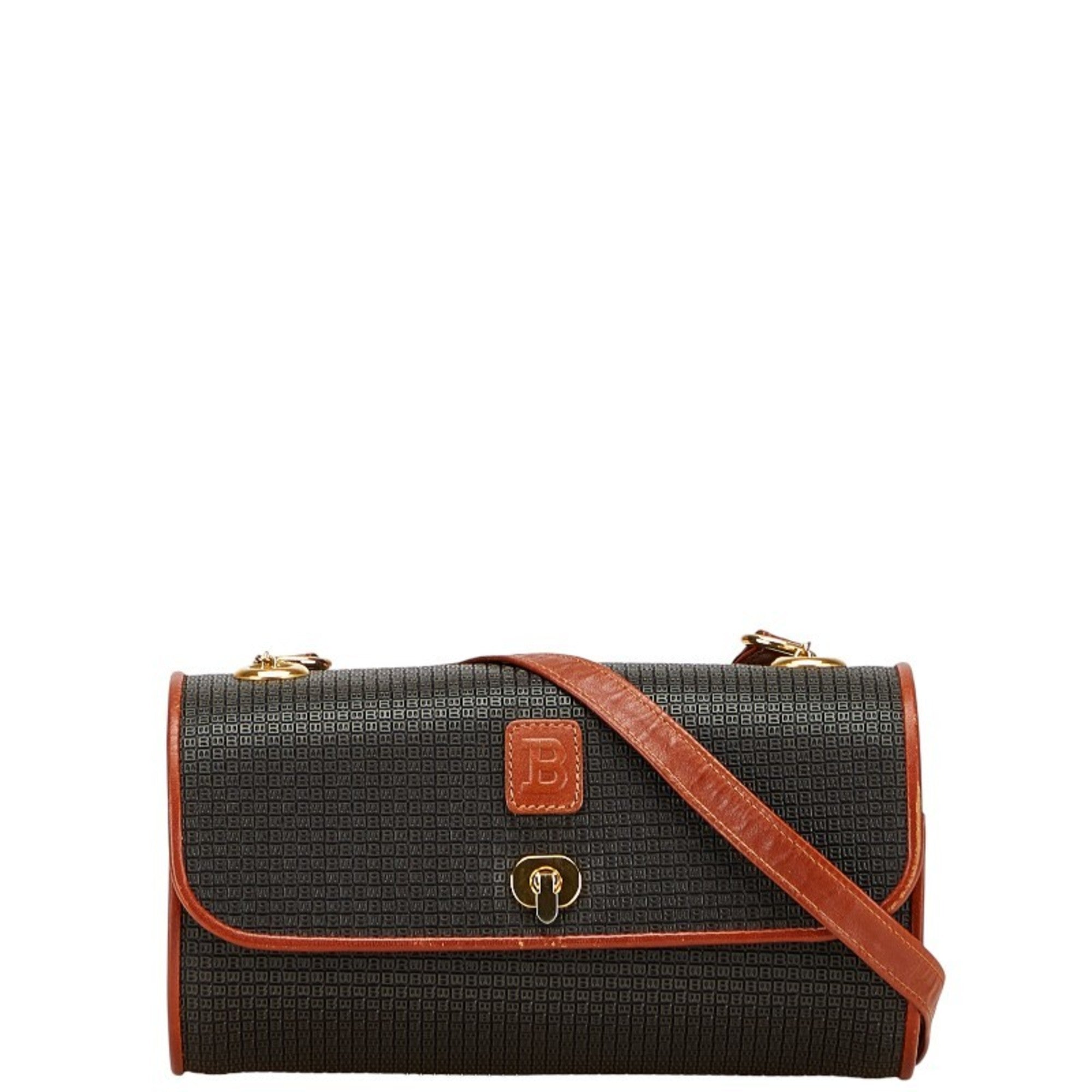 Bally Black Brown Pvc Leather Shoulder Bag (Pre-Owned)