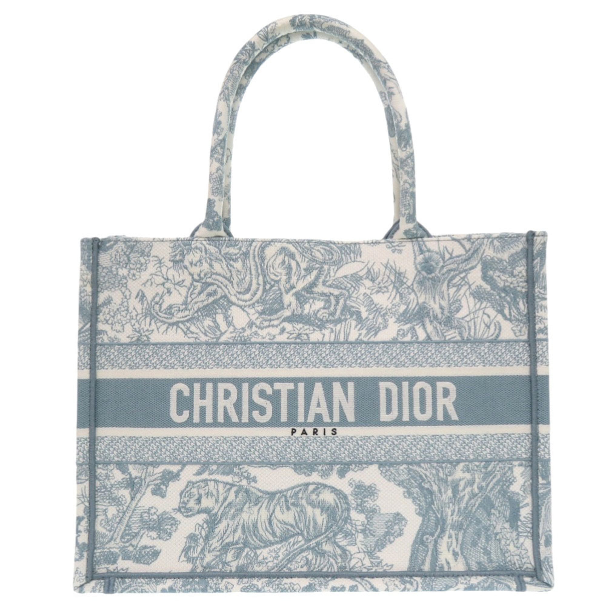 Christian Dior Light Blue White Cotton Tote Bag (Pre-Owned)