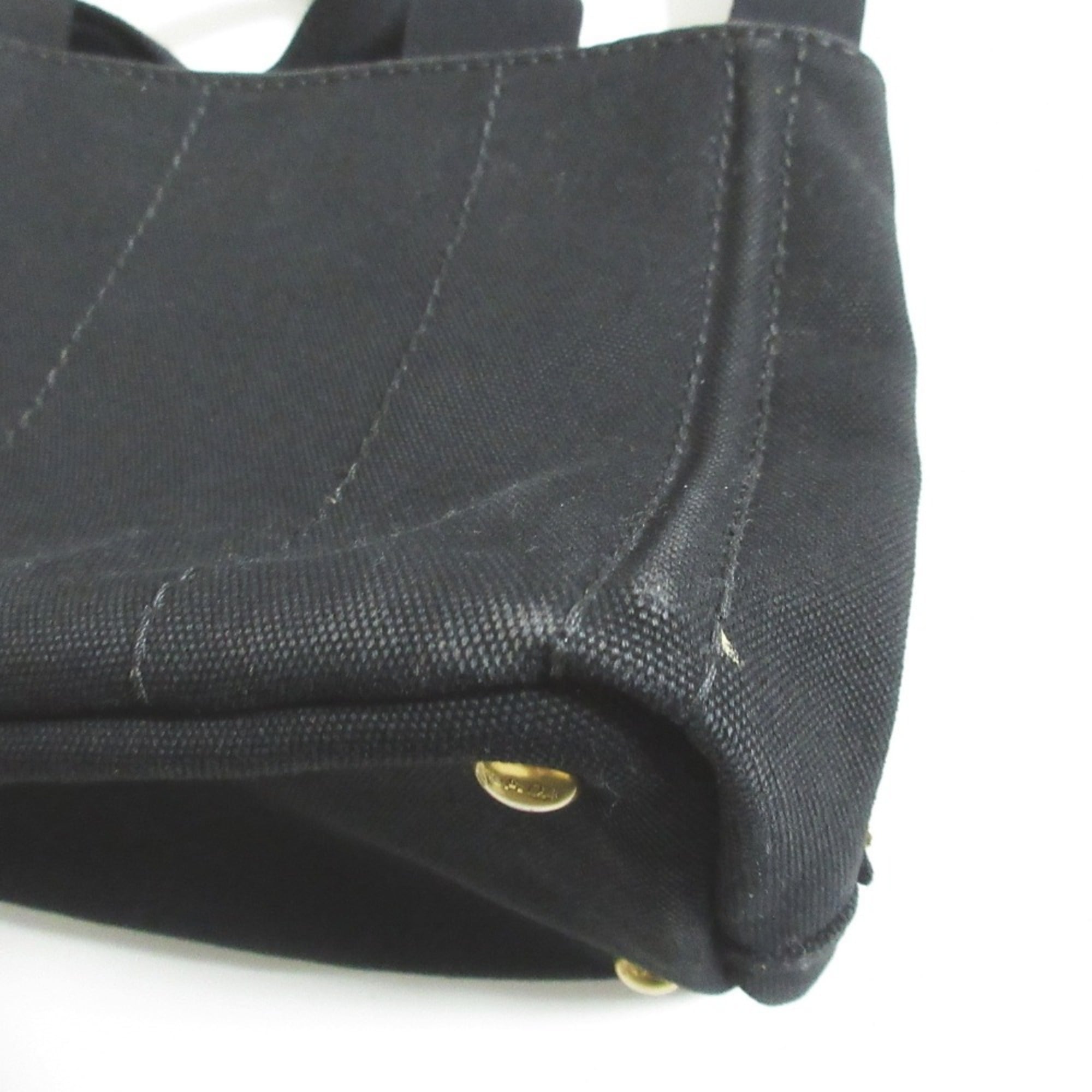 Prada Canapa Black Canvas Shoulder Bag Tote Bag (Pre-Owned)