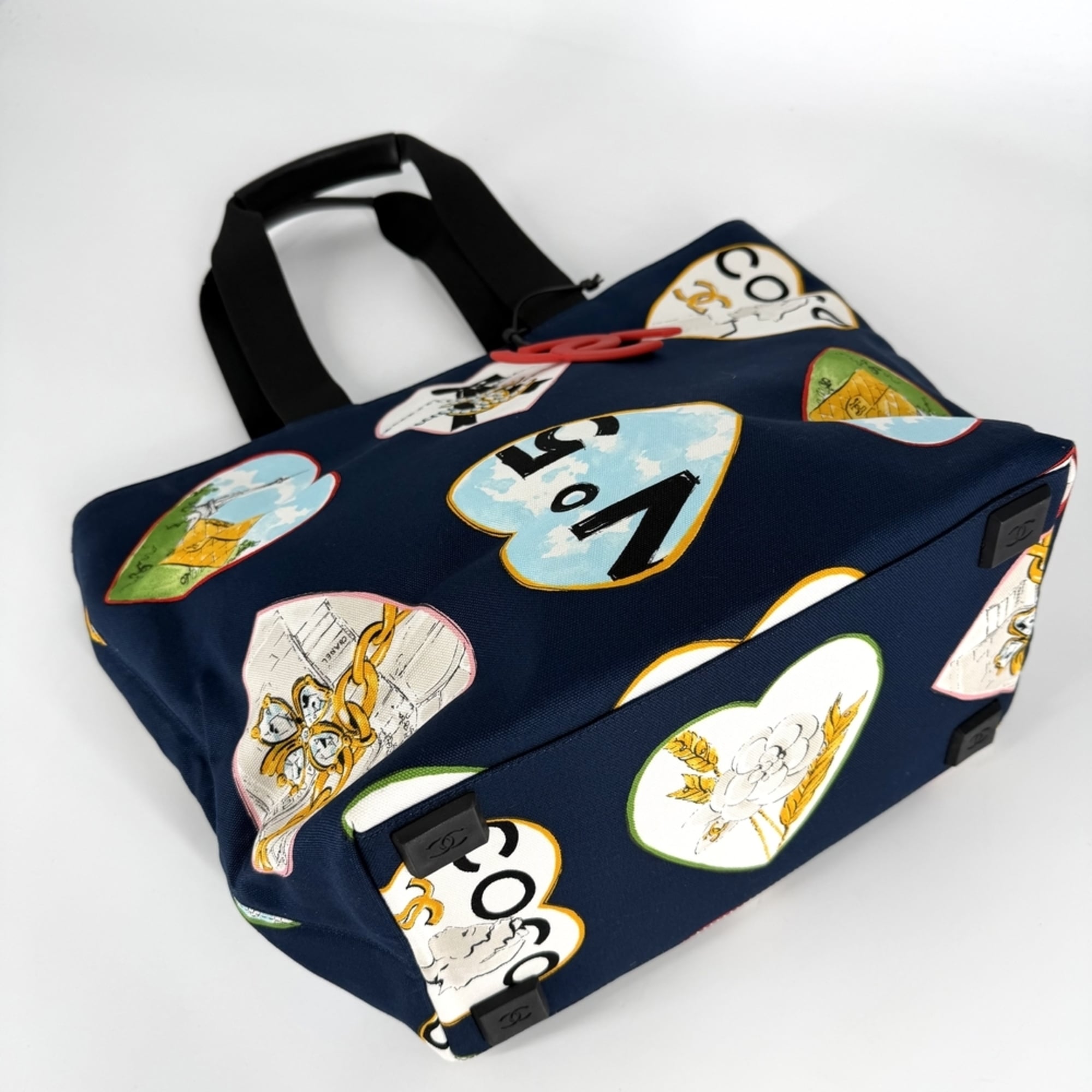 Chanel Navy Canvas Handbag Tote Bag (Pre-Owned)
