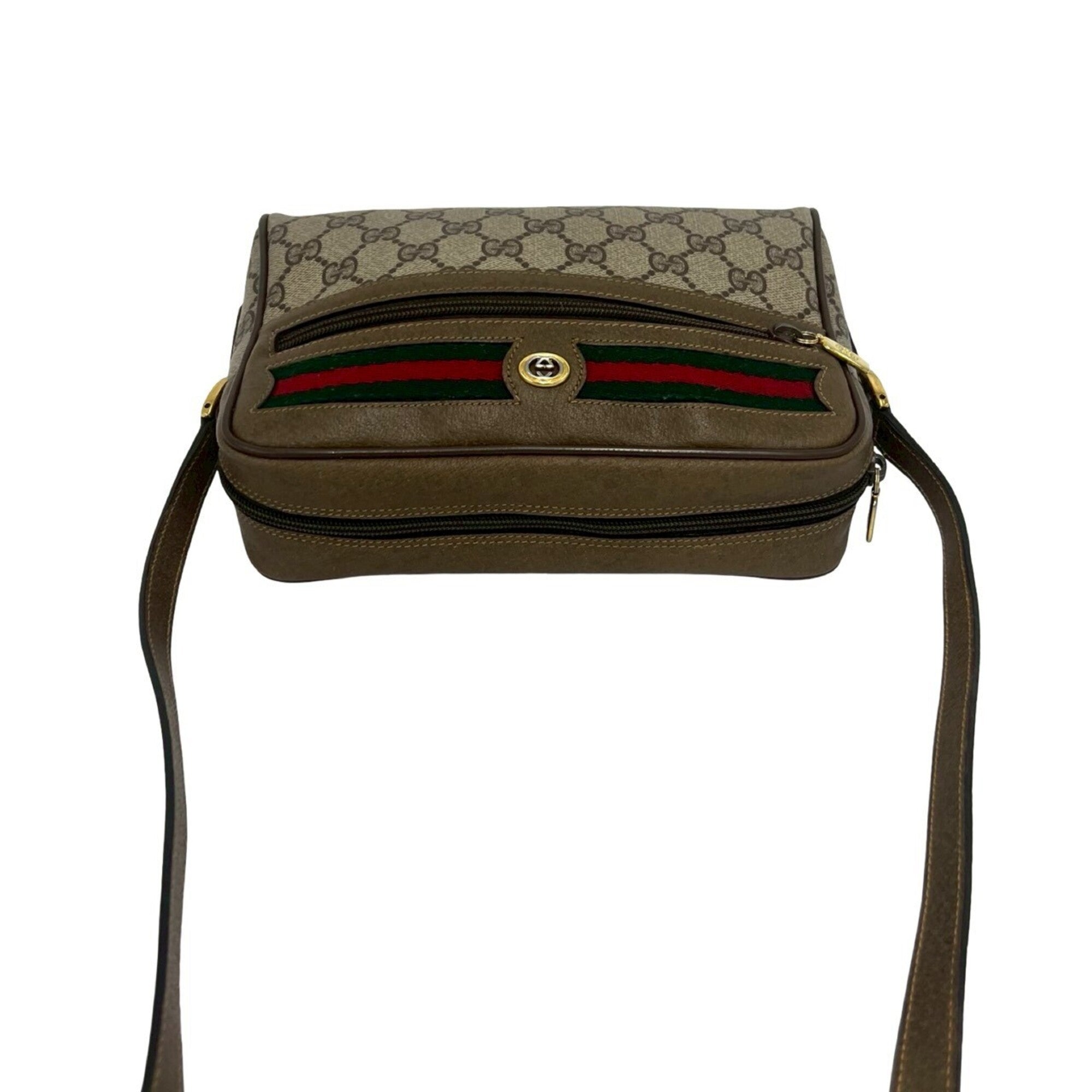 Gucci Brown Green Red Color Leather Pvc Pochette Shoulder Bag (Pre-Owned)