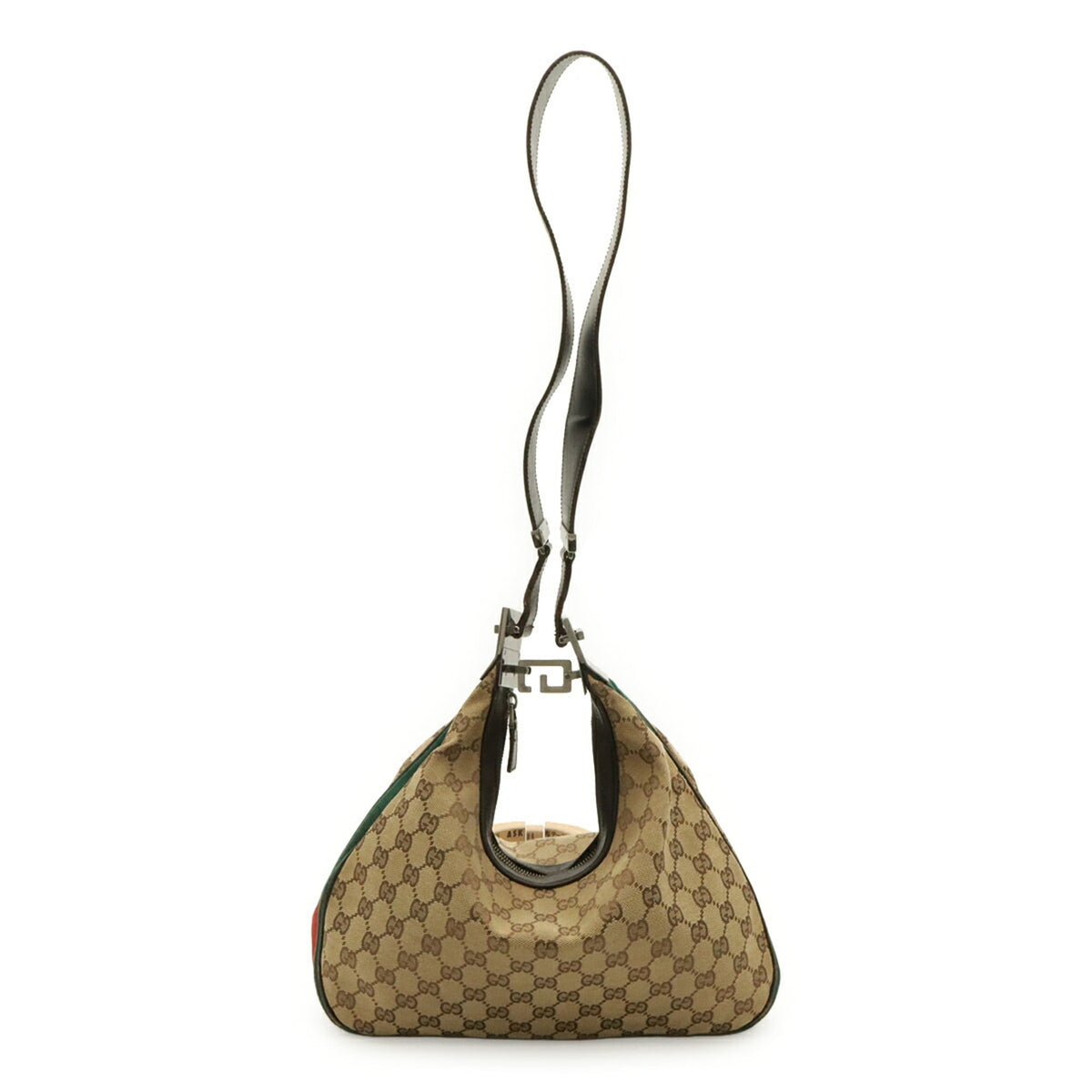 Gucci Beige Brown Dark Brown Green Khaki Red Color Gg Canvas Shoulder Bag (Pre-Owned)