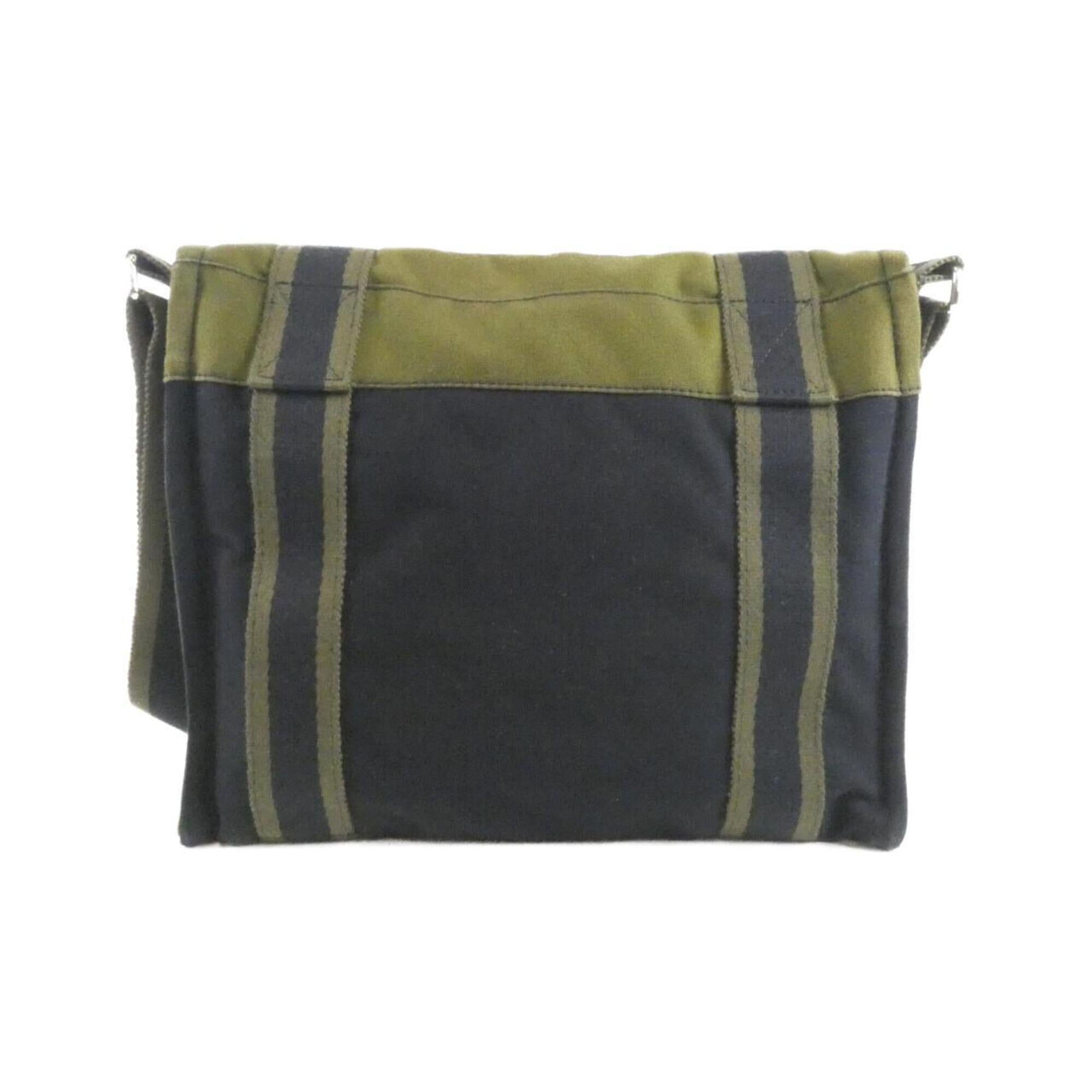 Hermes Black Khaki Canvas Shoulder Bag (Pre-Owned)