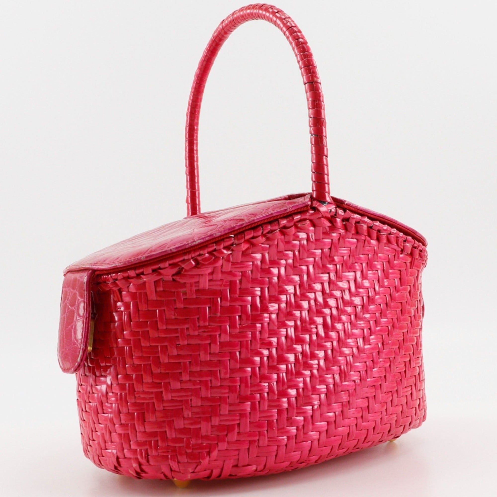 Fendi Pink Straw Basket Handbag (Pre-Owned)