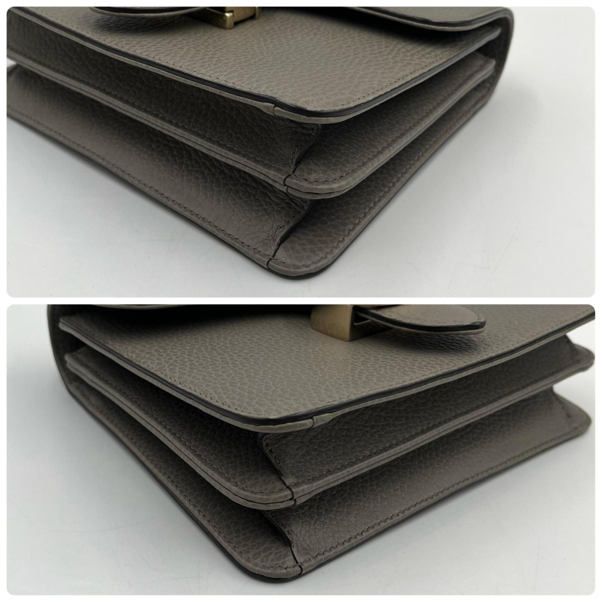 Gucci Gray Leather Shoulder Bag (Pre-Owned)